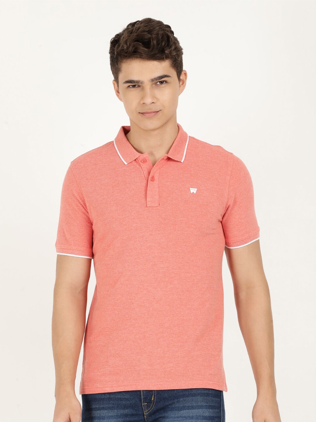 

Wrangler Men Polo Collar Cotton T-shirt, Peach