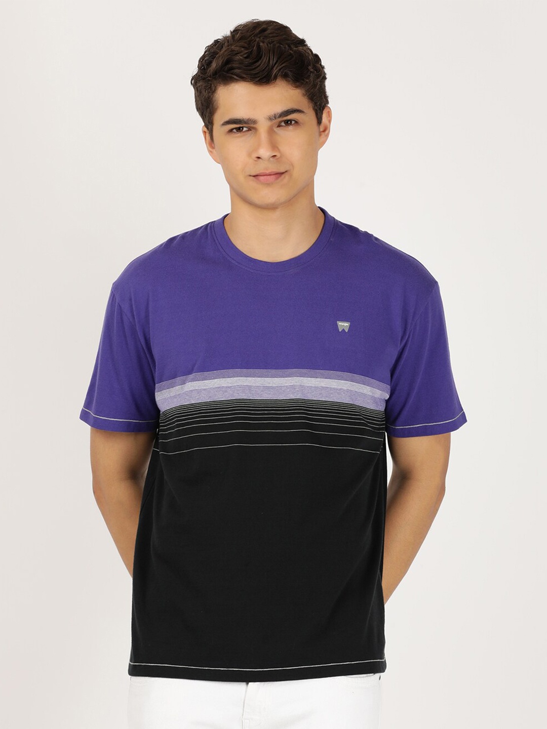 

Wrangler Men Colourblocked Cotton T-shirt, Violet