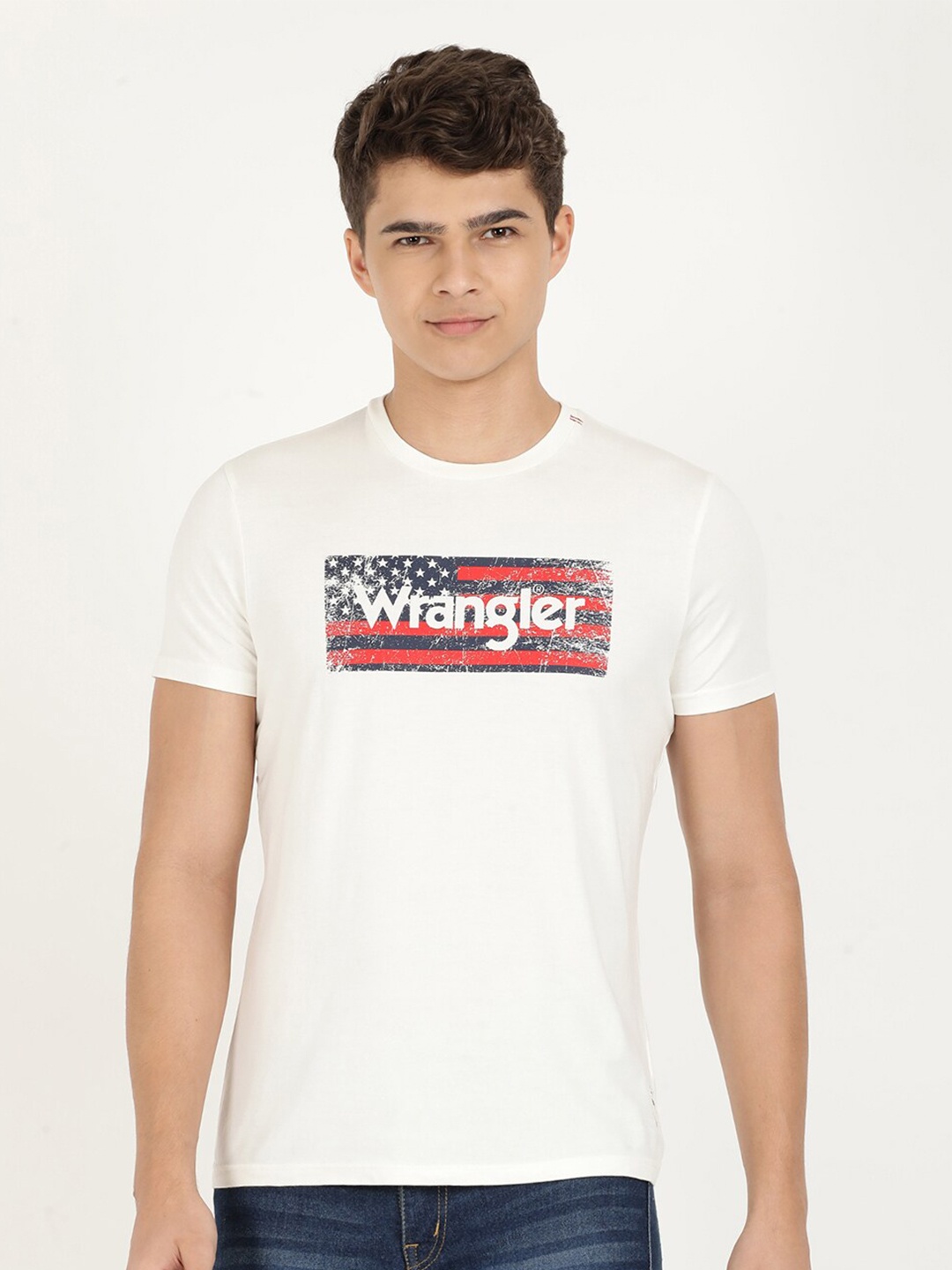 

Wrangler Men Typography Printed Cotton T-shirt, White