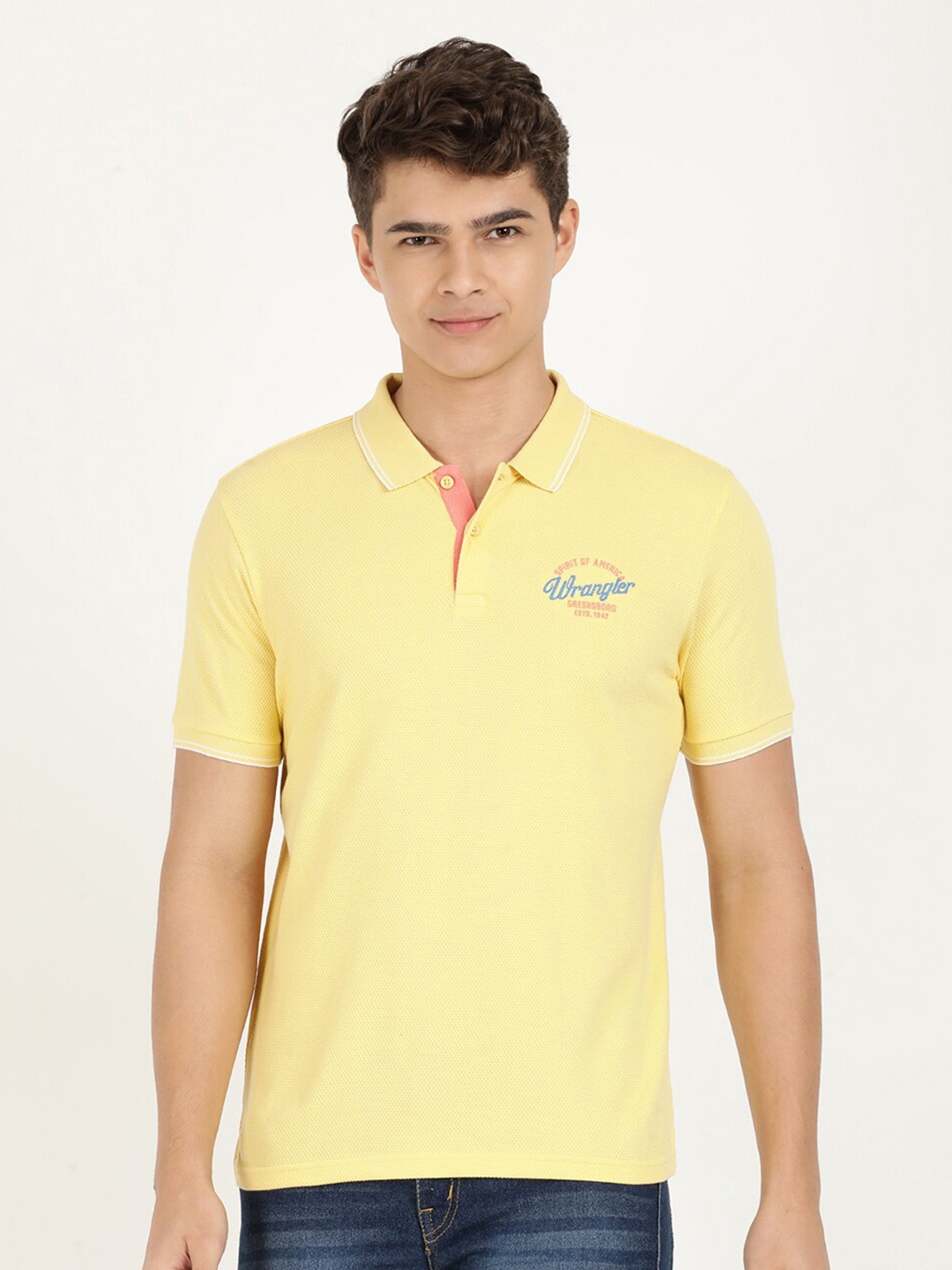 

Wrangler Men Polo Collar Cotton T-shirt, Yellow