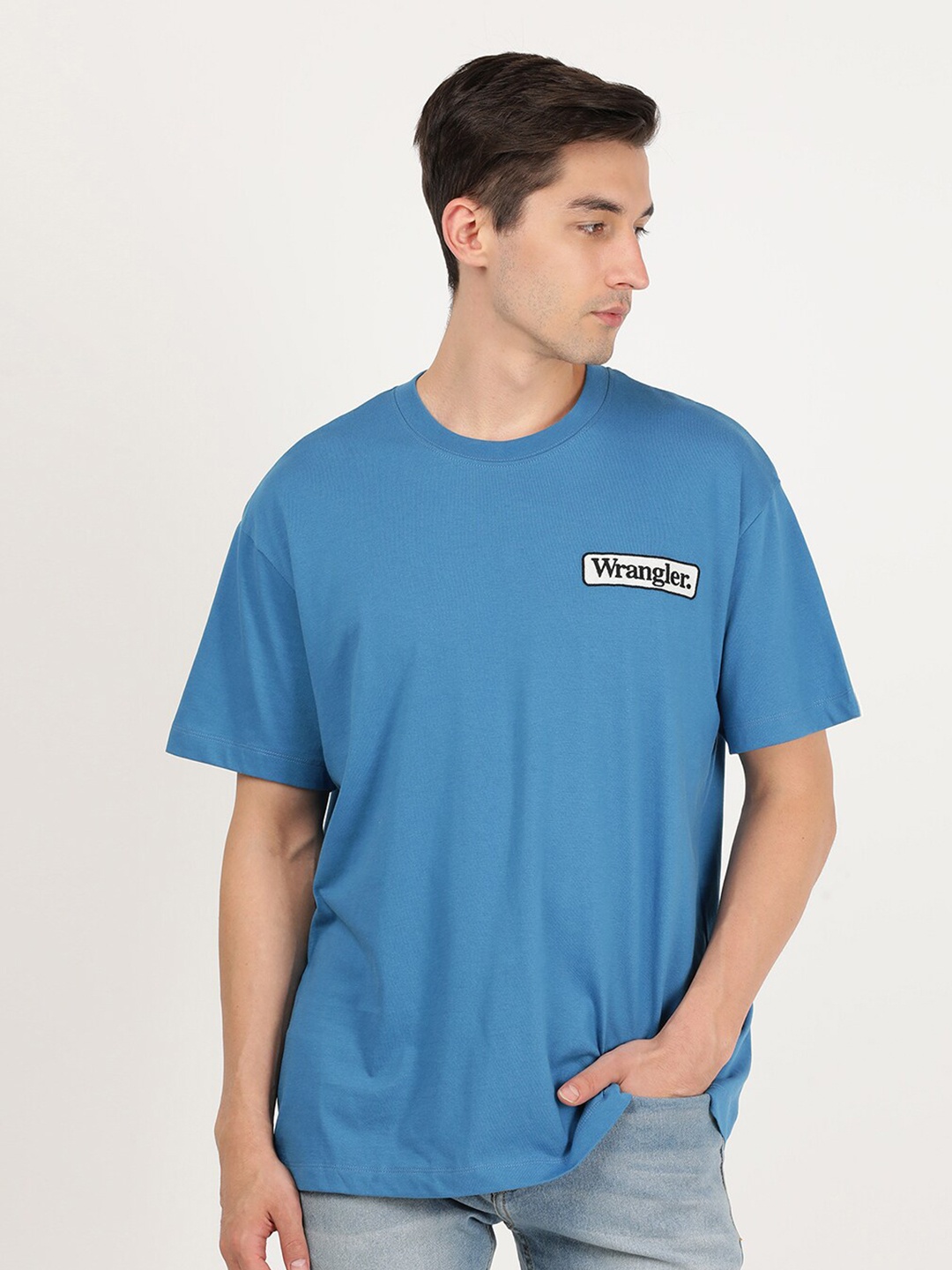 

Wrangler Men Extended Sleeves Relaxed Fit Cotton T-shirt, Blue