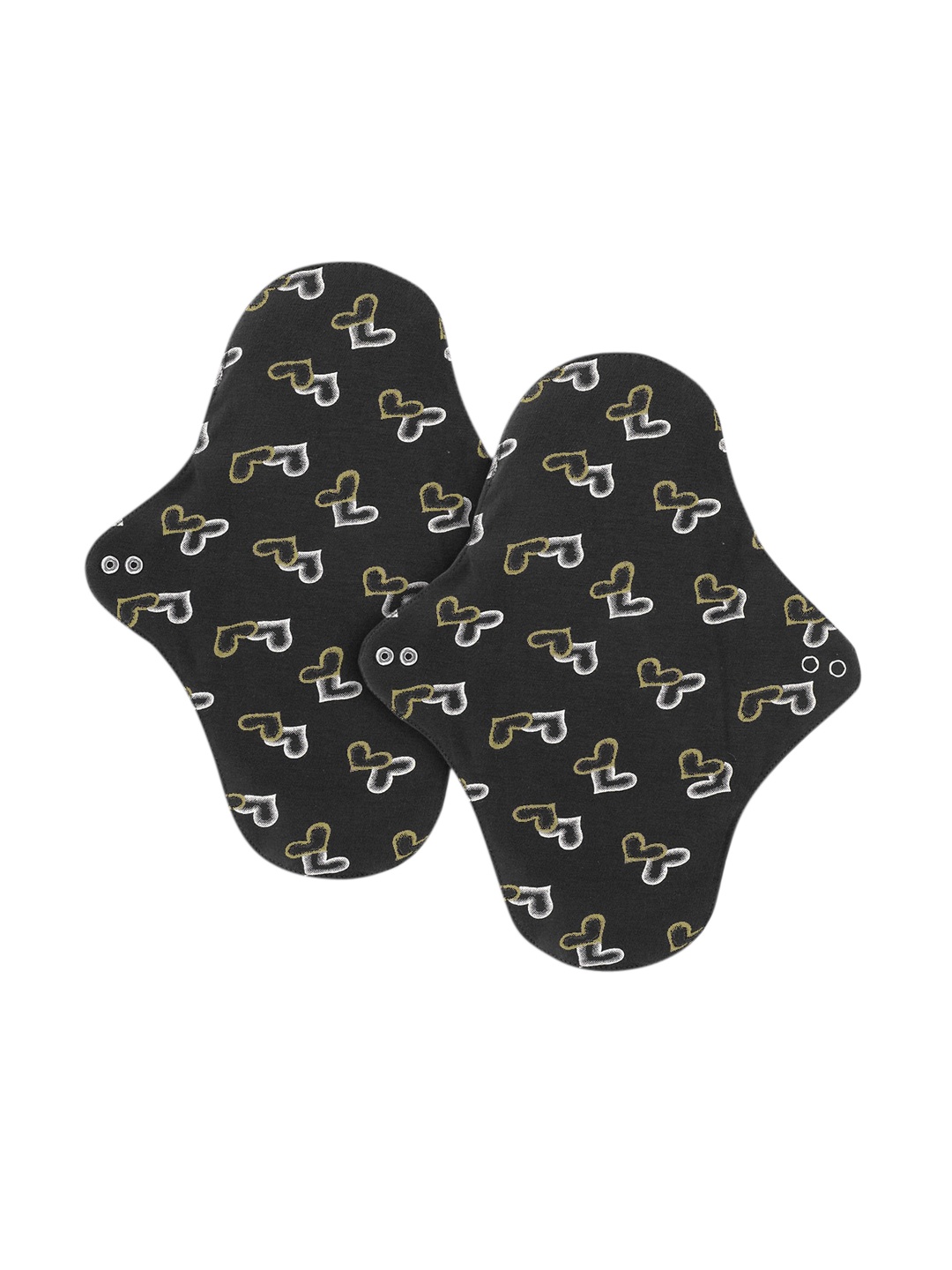 

CareDone Set Of 2 Printed 4-Layered Ultra Thin Rash Free Reusable Sanitary Cloth Pads, Black