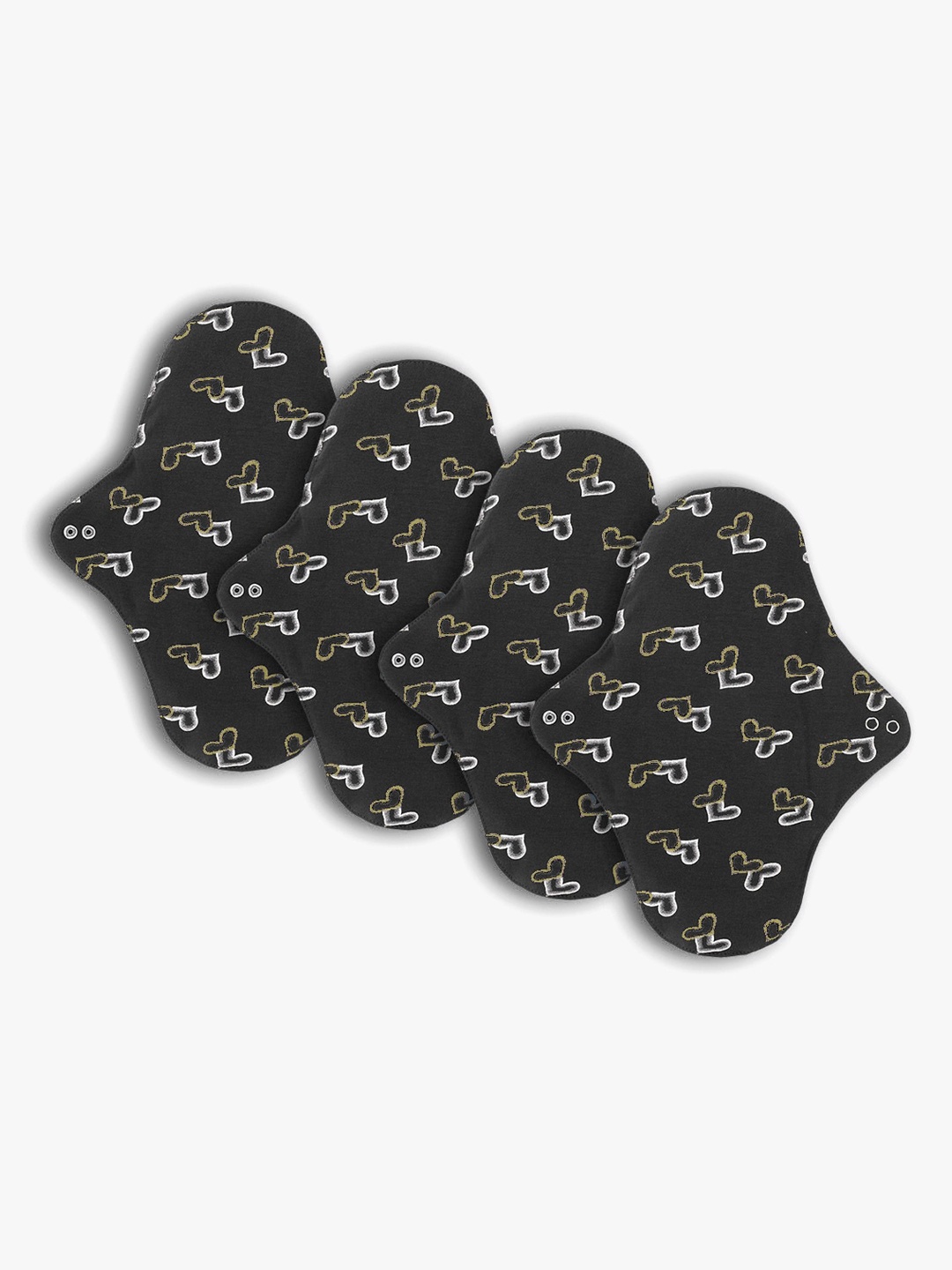 

CareDone Set Of 4 Printed 4-Layered Ultra Thin Rash Free Reusable Sanitary Cloth Pads, Black