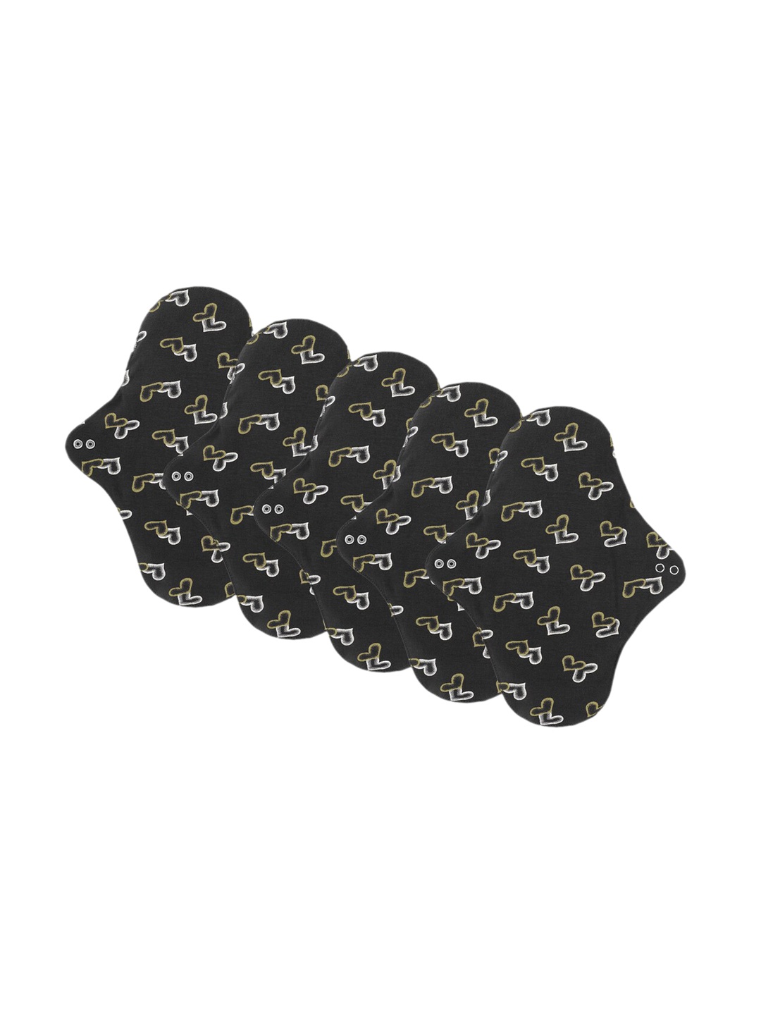 

CareDone Set Of 5 Printed 4-Layered Ultra Thin Rash Free Reusable Sanitary Cloth Pads, Black