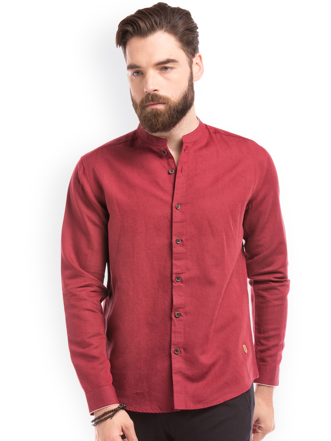 

True Blue Men Maroon Slim Fit Solid Casual Shirt