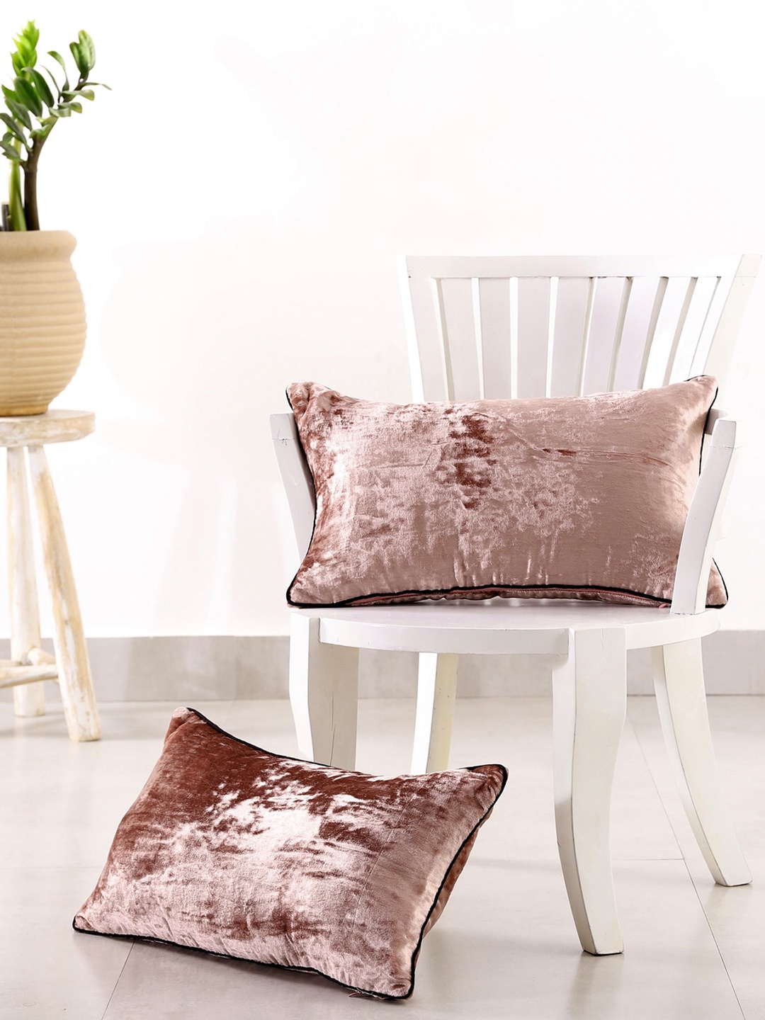 

HANDICRAFT PALACE Rose Gold 2 Pieces Velvet Rectangle Cushion Covers