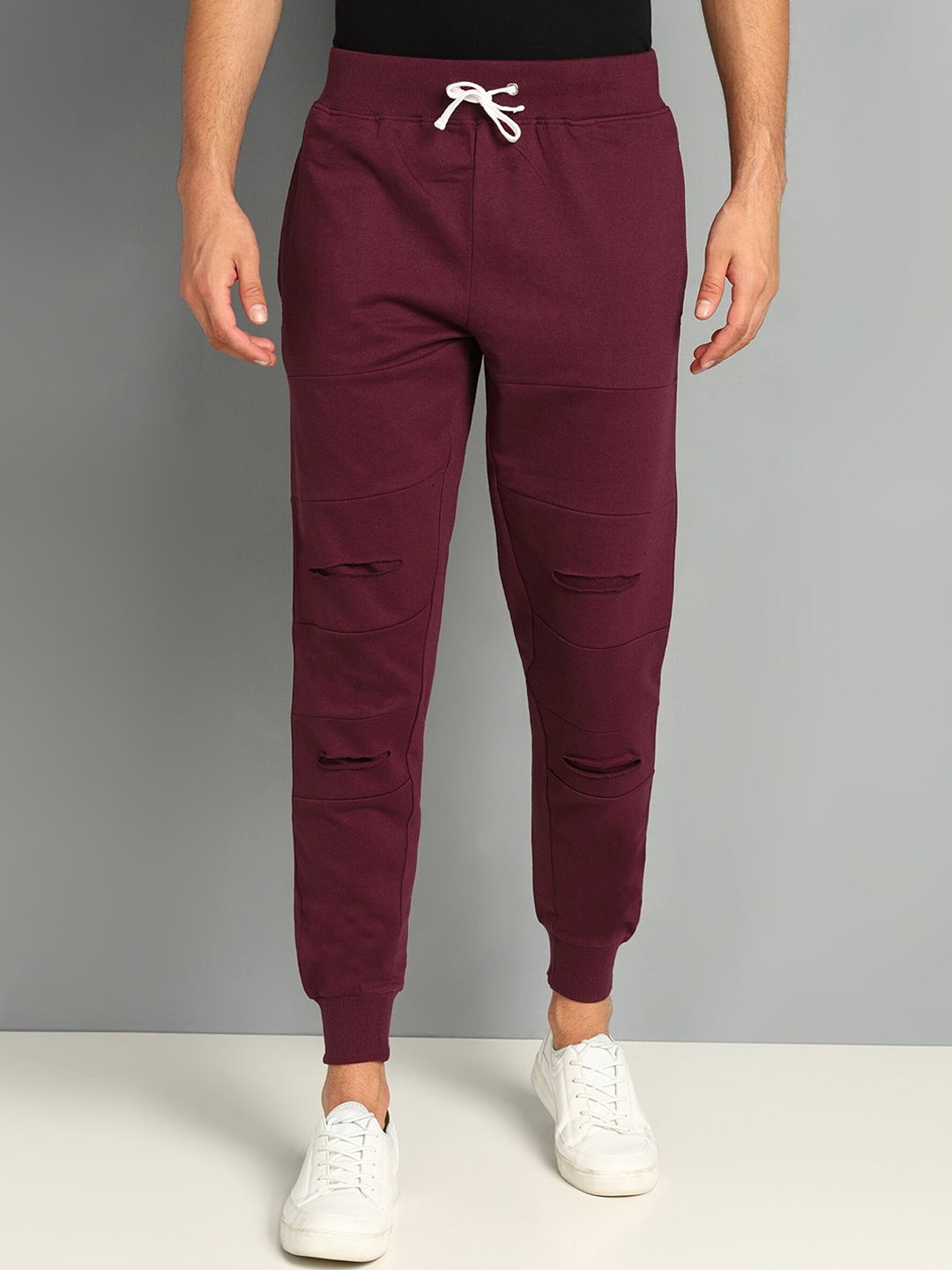 

SHARKTRIBE Men Cotton Regular Fit Jogger, Maroon