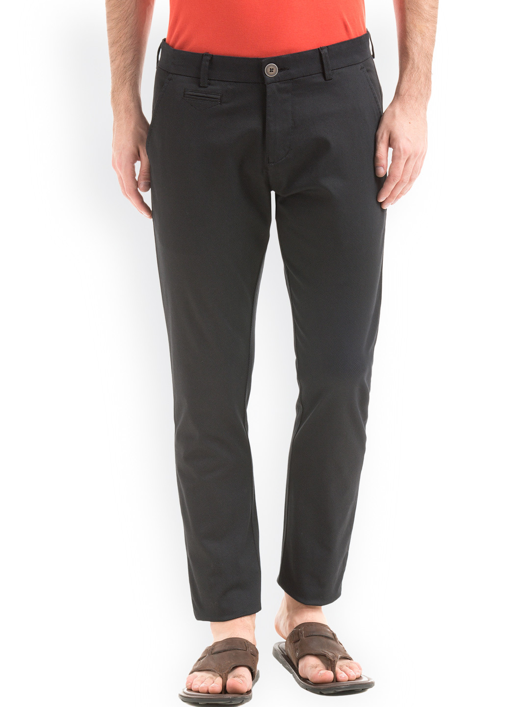 

True Blue Men Black & Blue Slim Fit Printed Trousers