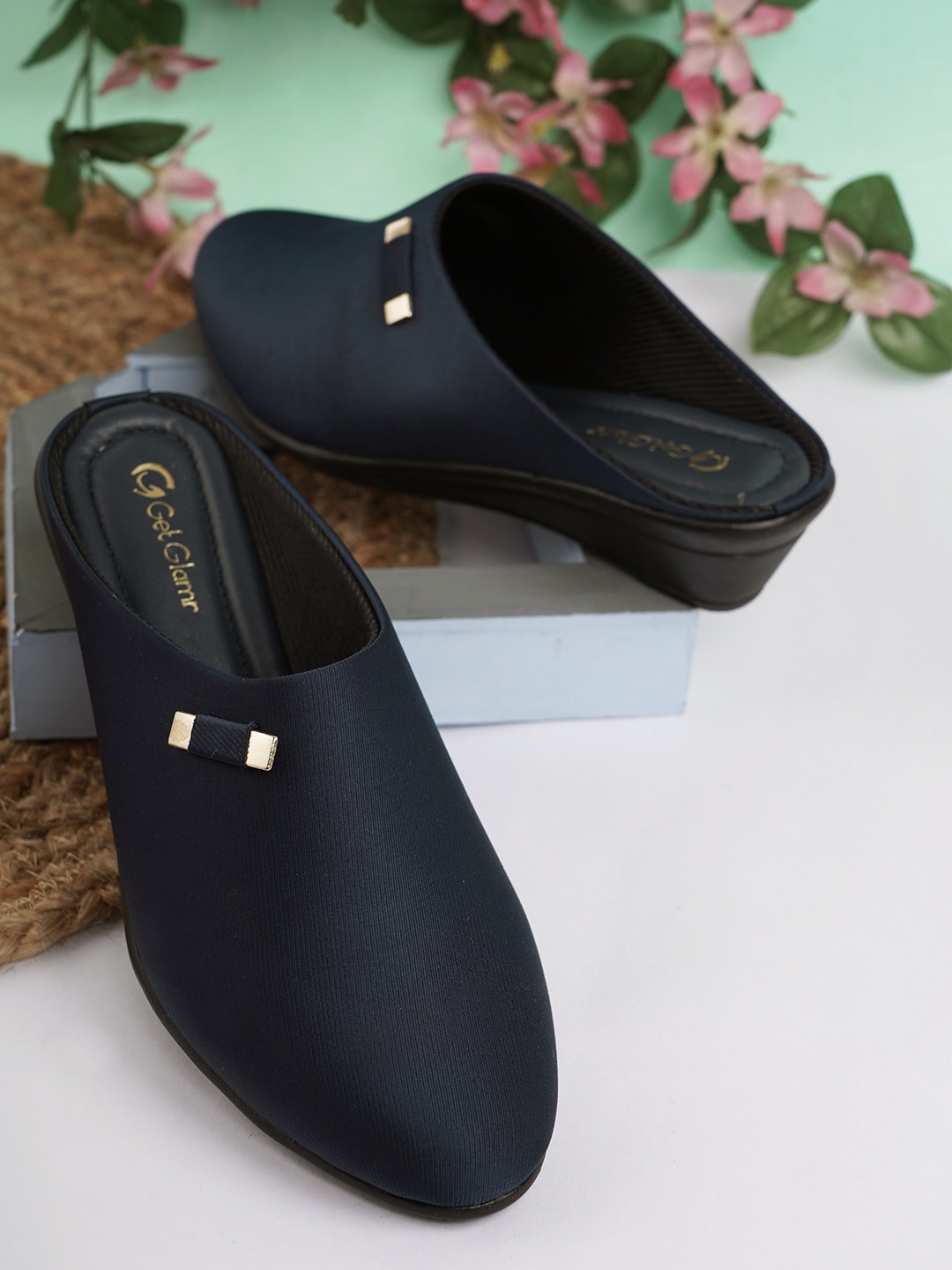 

Get Glamr Suede Wedge Mules, Navy blue