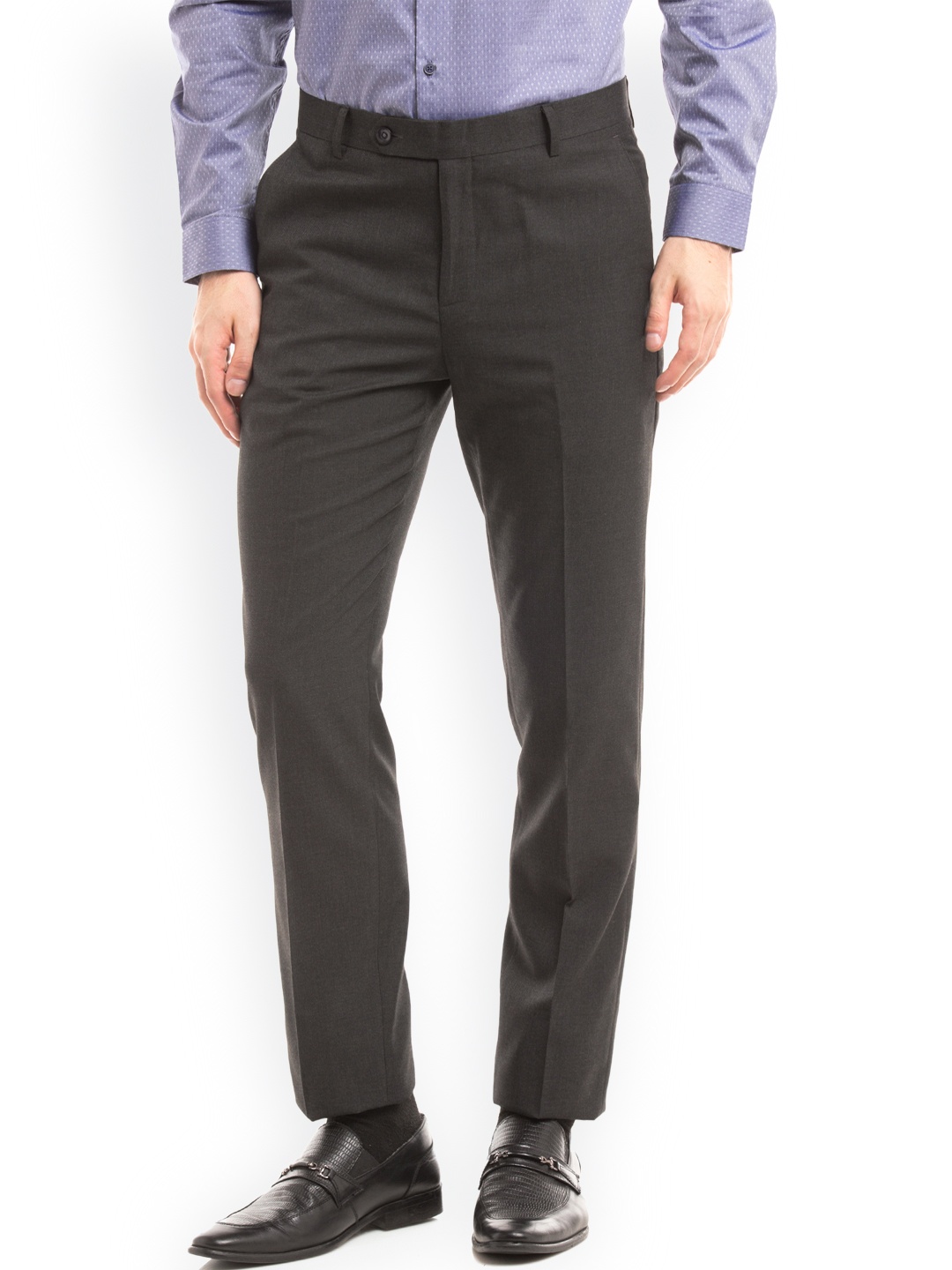 

True Blue Men Black Slim Fit Solid Formal Trousers