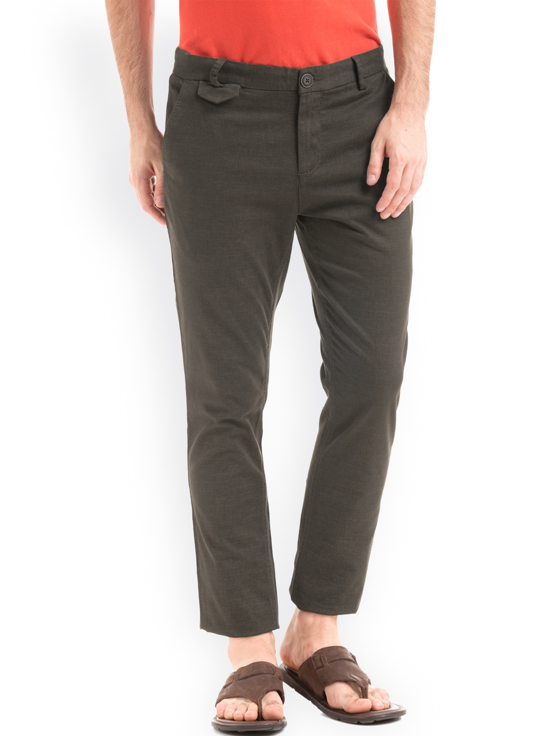 

True Blue Men Green Slim Fit Solid Regular Trousers