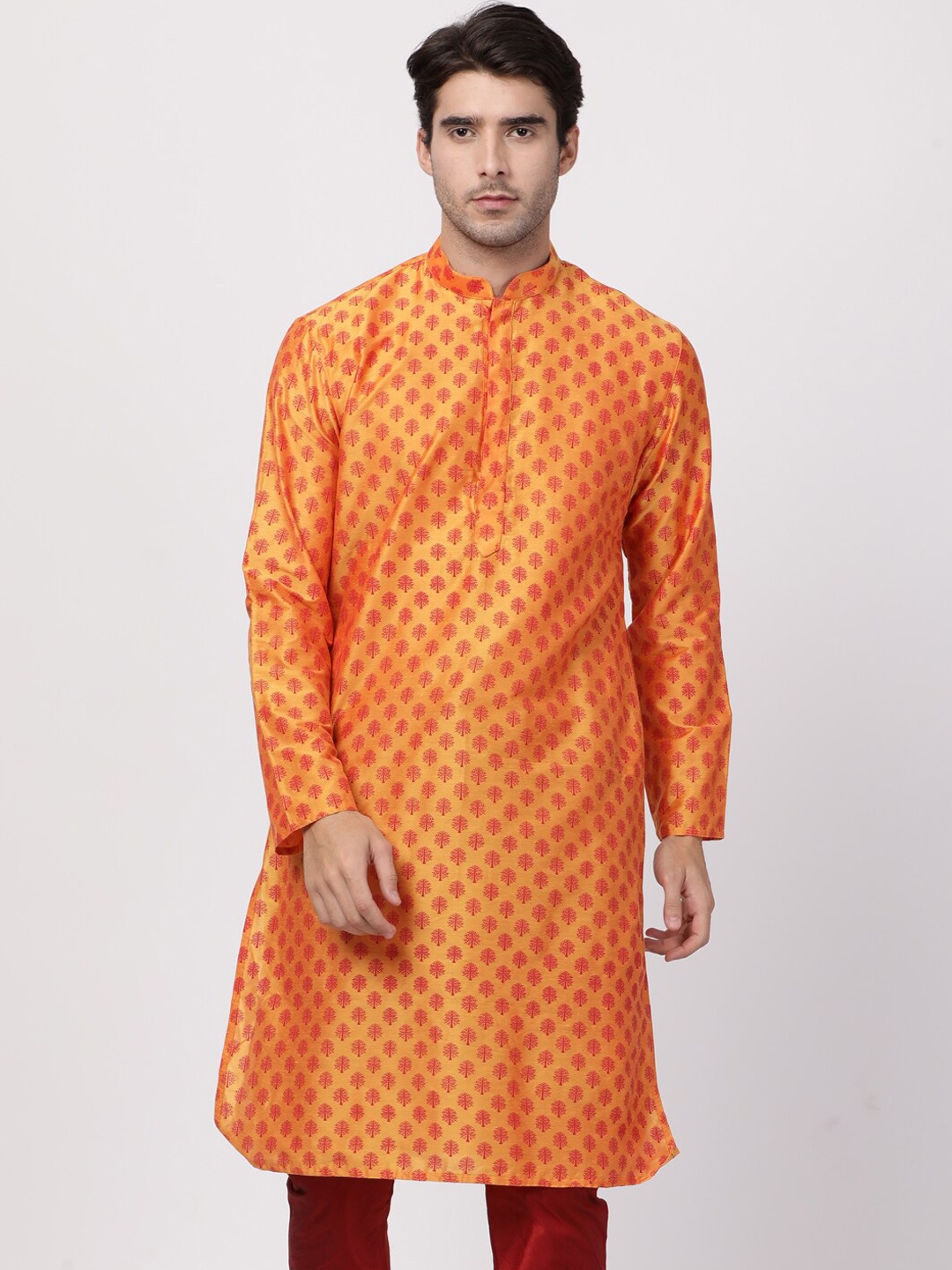 

VASTRAMAY Men Ethnic Motifs Printed Straight Kurta, Orange
