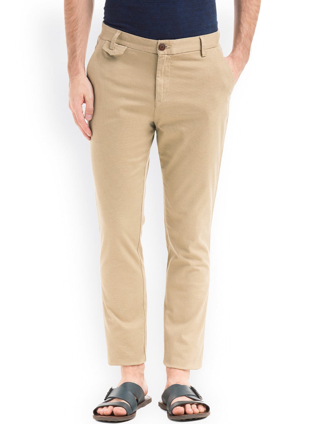 

True Blue Men Beige Slim Fit Regular Trousers