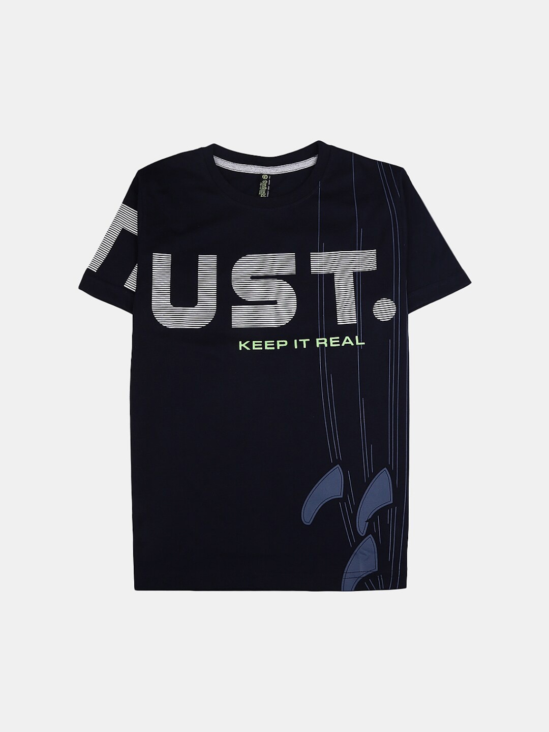 

V-Mart Boys Typography Printed Single Jersey Cotton T-shirt, Navy blue