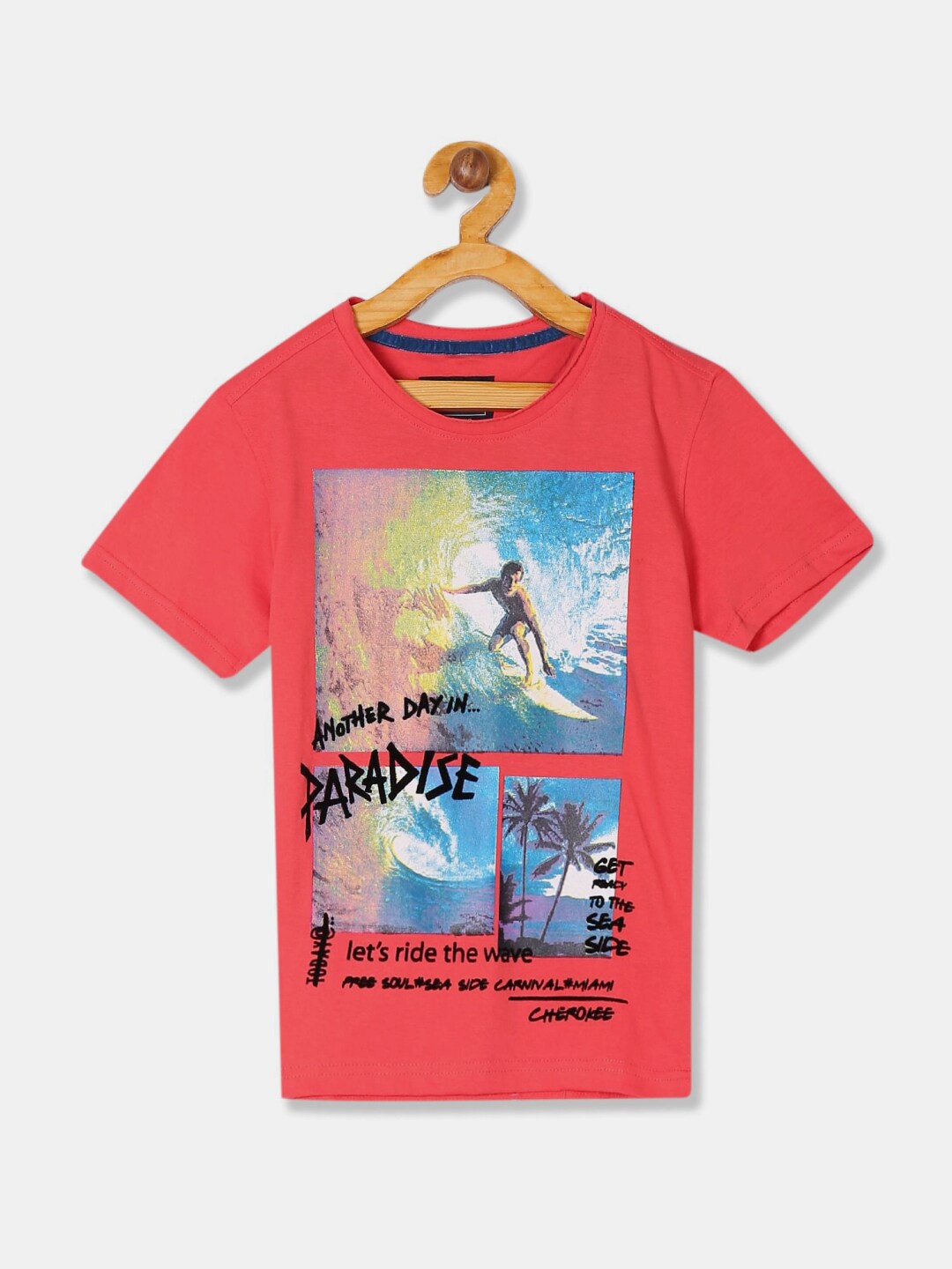 

V-Mart Boys Round Neck Printed Cotton T-shirt, Red