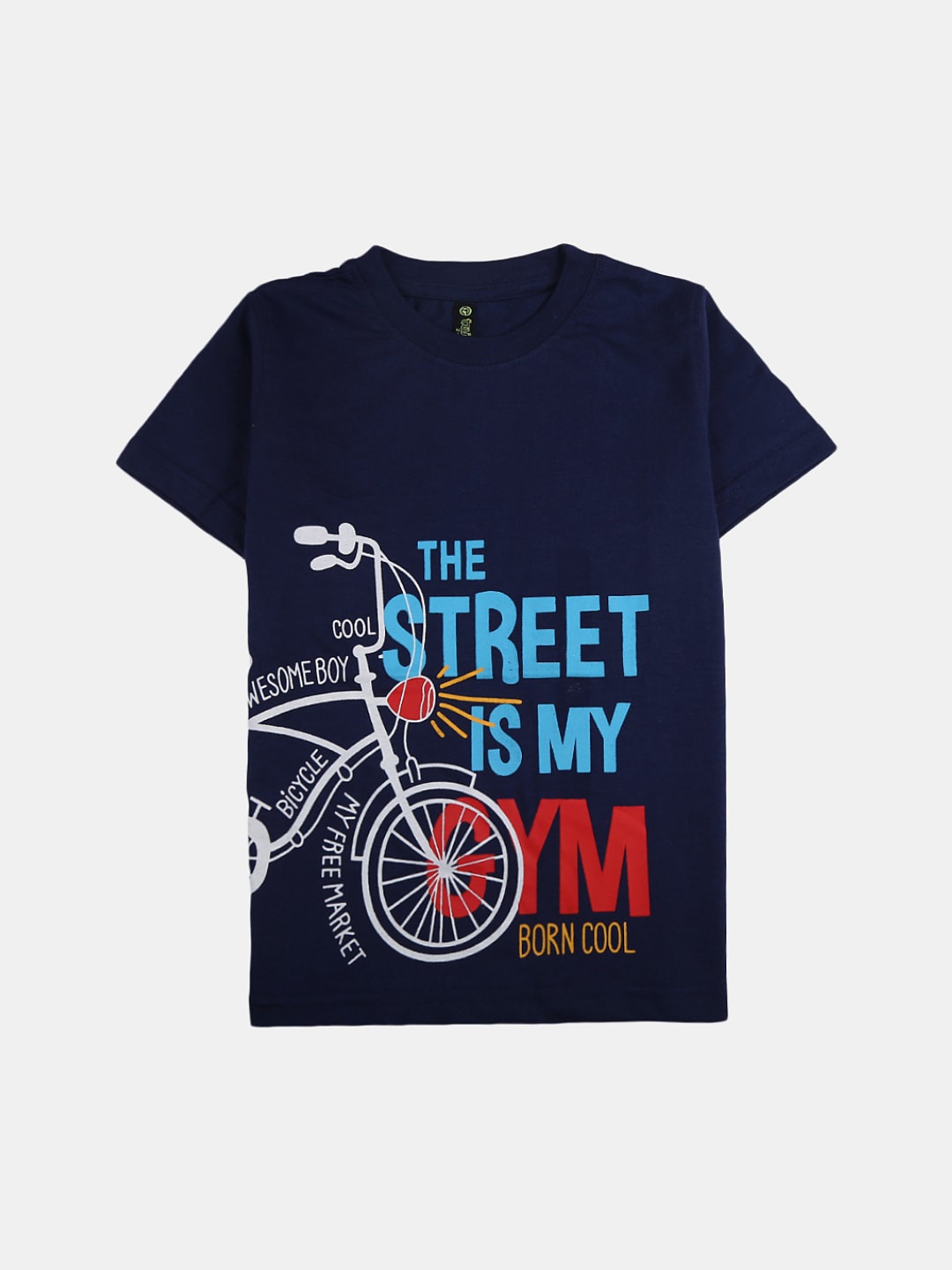 

V-Mart Boys Typography Printed Single Jersey Cotton T-shirt, Navy blue