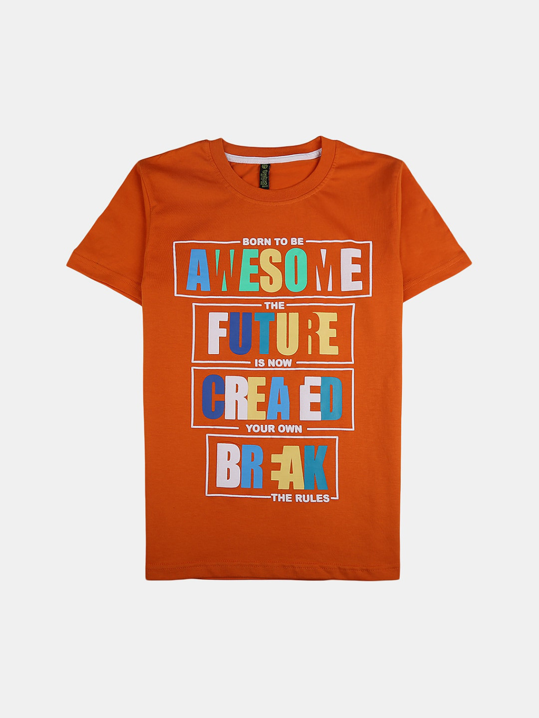 

V-Mart Boys Typography Printed Cotton T-shirt, Orange