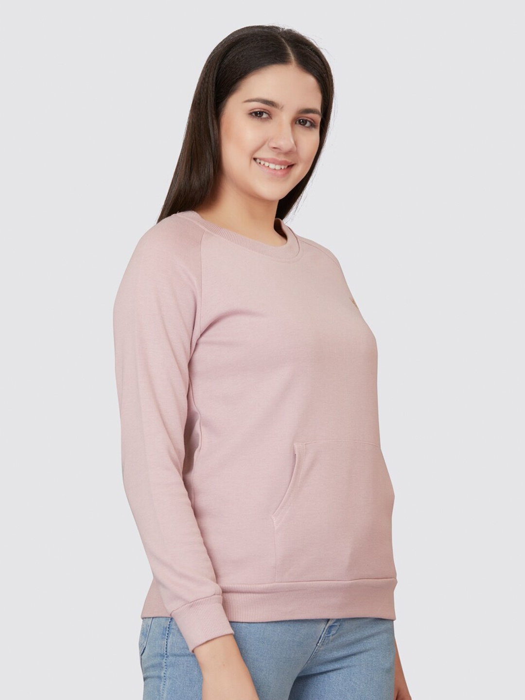 

TITTLI Women Round Neck Pullover Sweatshirt, Rose