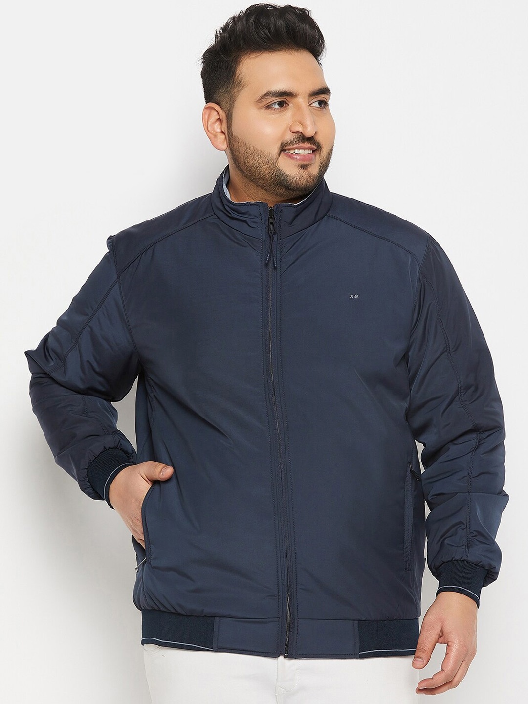 

Okane Men Plus Size Reversible Bomber Jacket, Navy blue