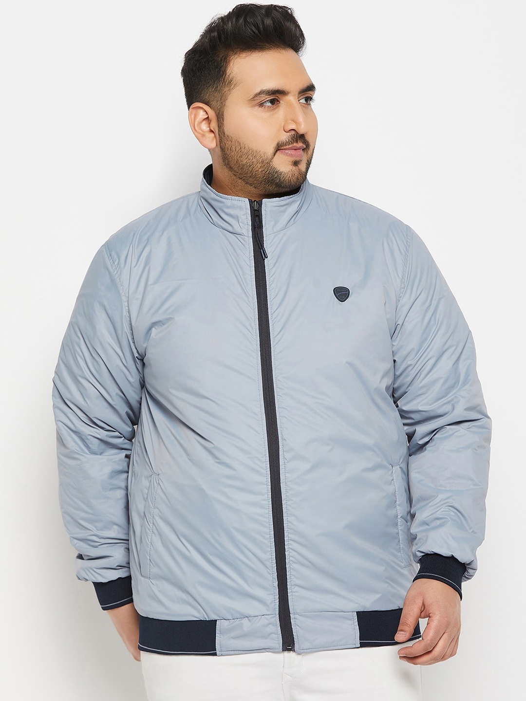 

Okane Men Plus Size Reversible Bomber Jacket, Navy blue