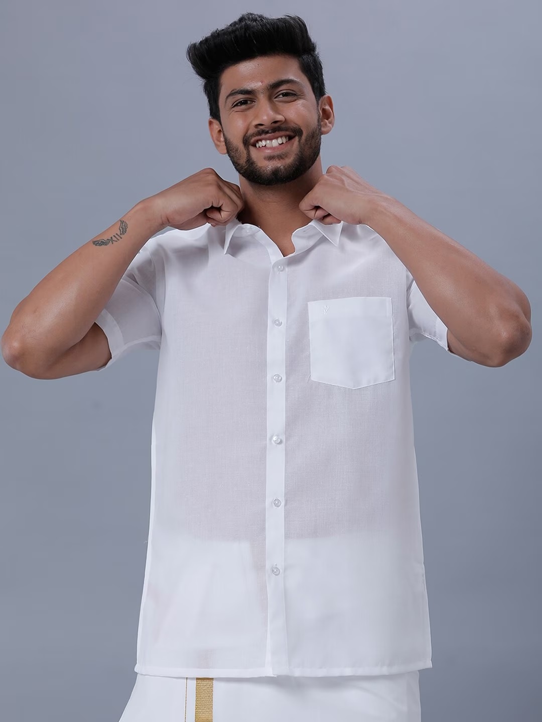 

Ramraj Men Regular Fit Casual Shirt, White