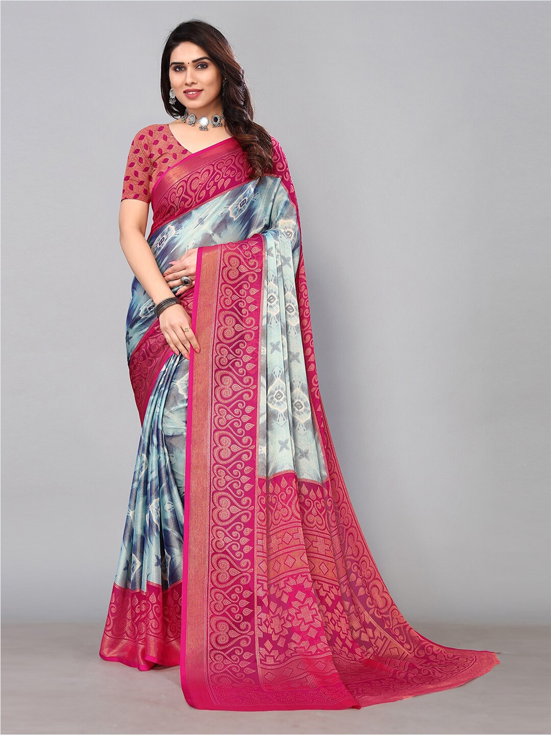 

KALINI Tie & Dye Printed Saree, Blue