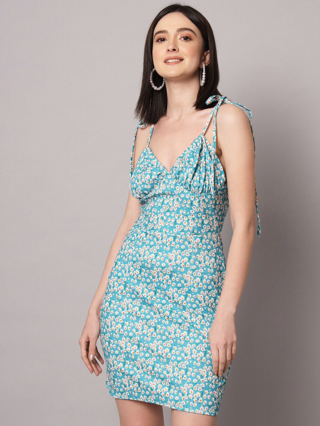 

AAHWAN Floral Bodycon Dress, Blue