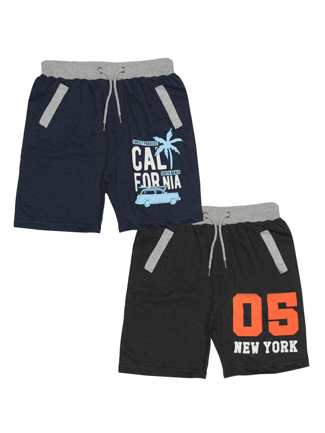 

SHARKTRIBE Boys Pack Of 2 Typography Printed Cotton Shorts, Black