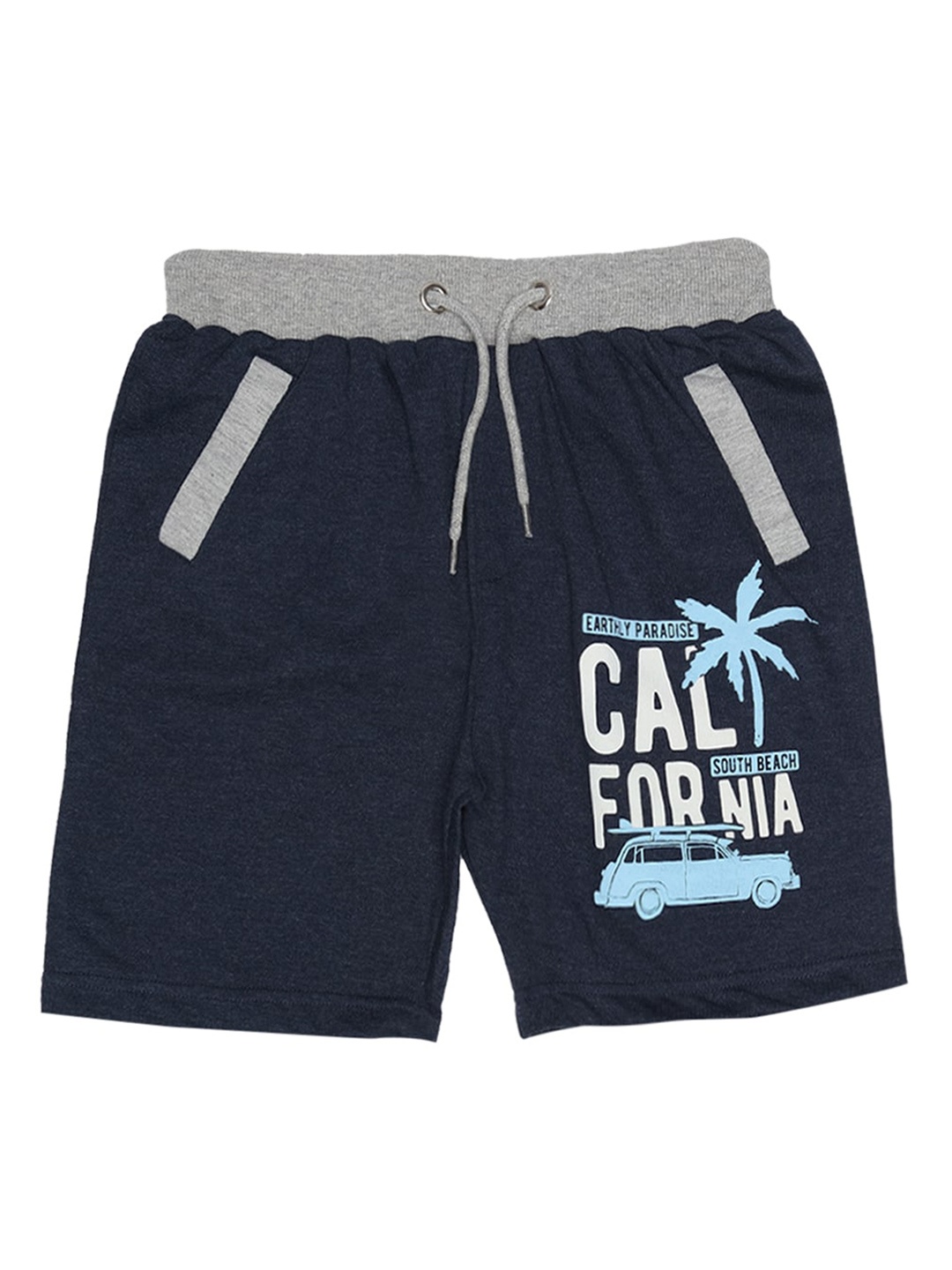 

SHARKTRIBE Kids Boys Typography Printed Cotton Shorts, Navy blue