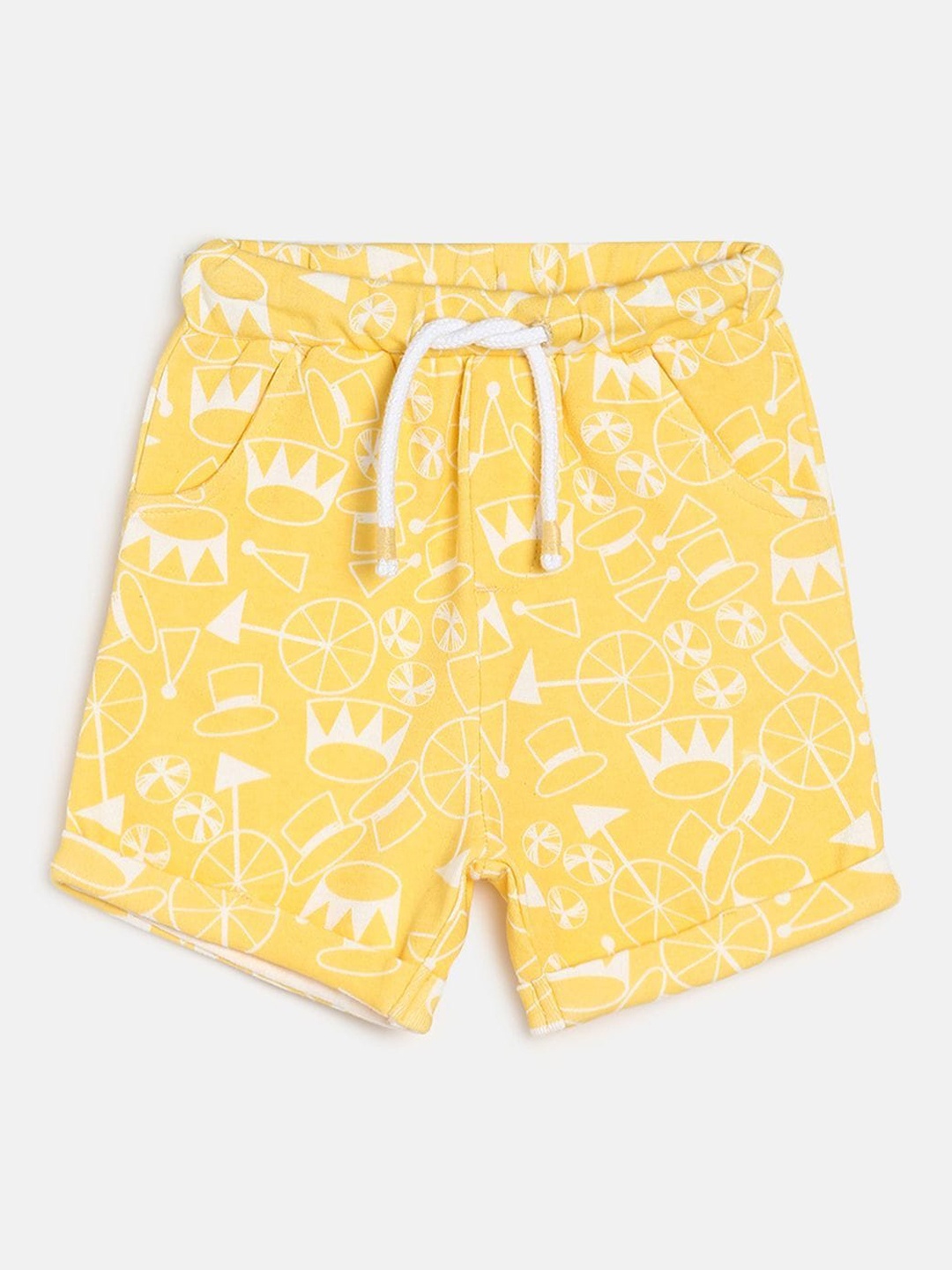 

MINI KLUB Boys Conversational Printed Shorts, Yellow