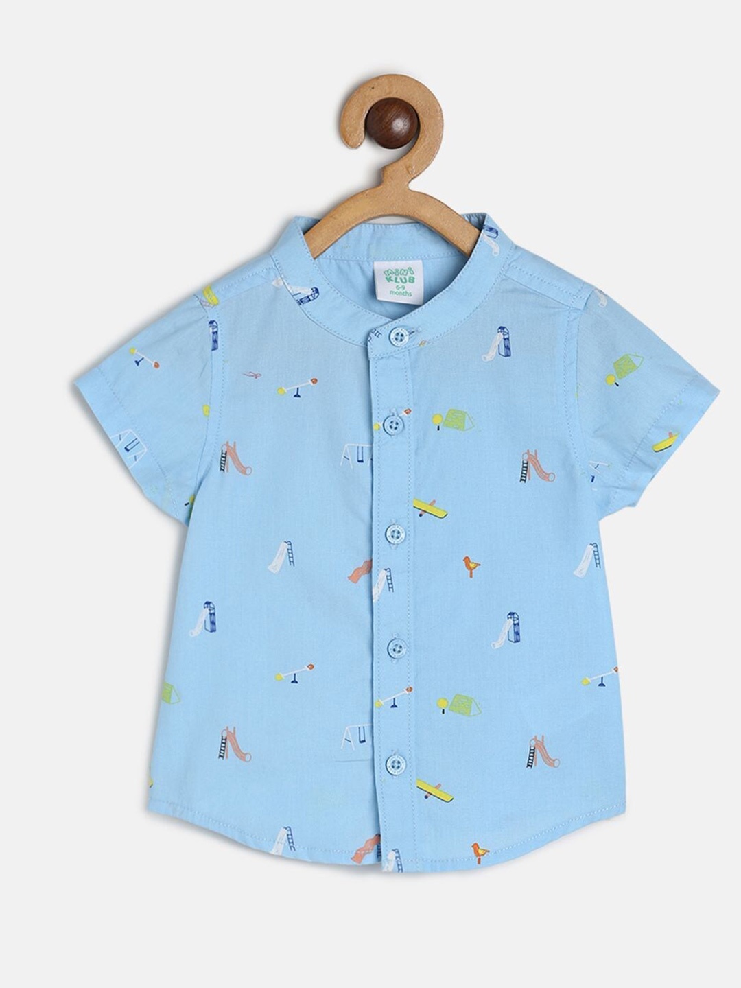 

MINI KLUB Boys Printed Casual Cotton Shirt, Blue
