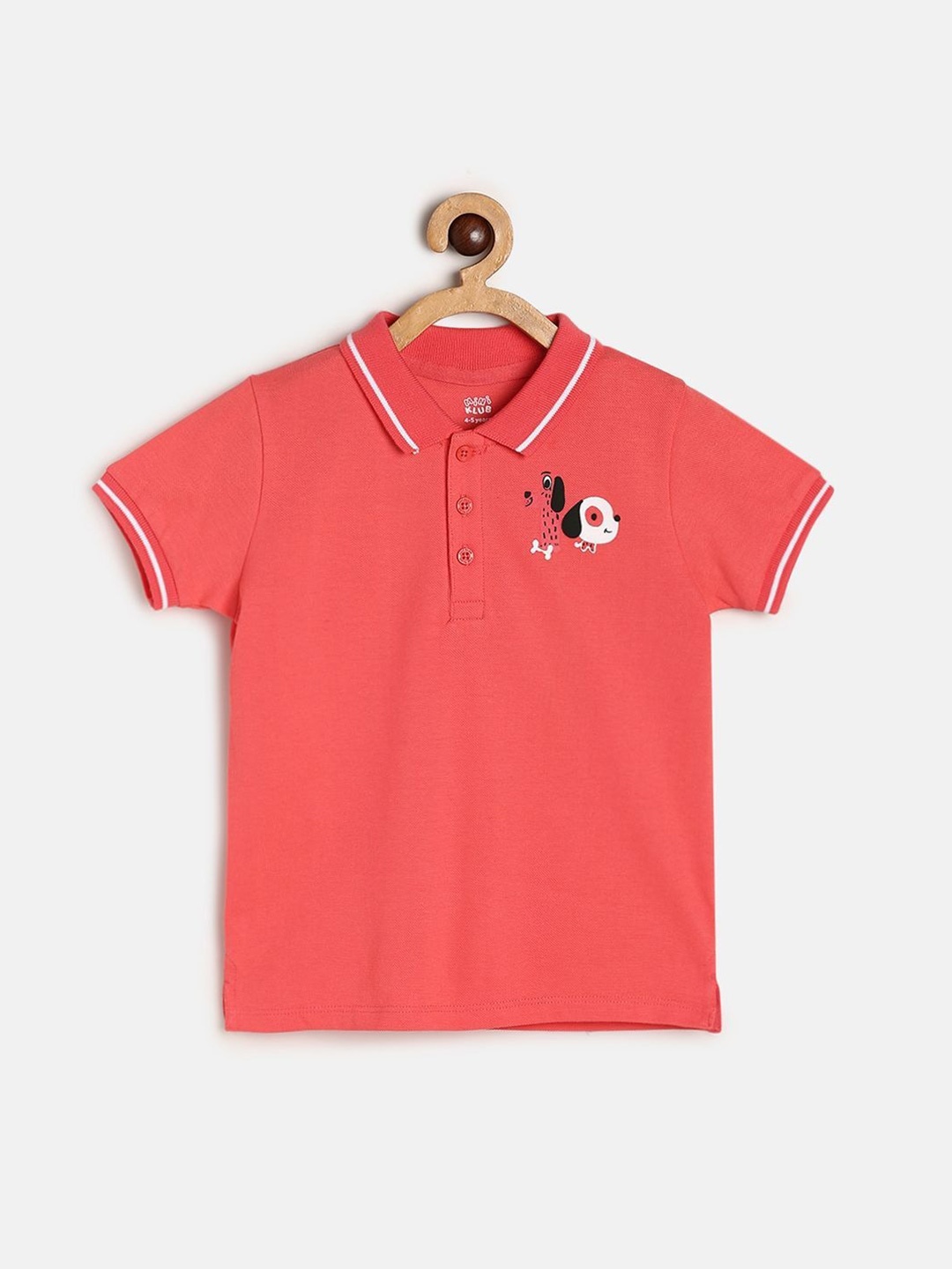 

MINI KLUB Boys Polo Collar Pure Cotton T-shirt, Coral