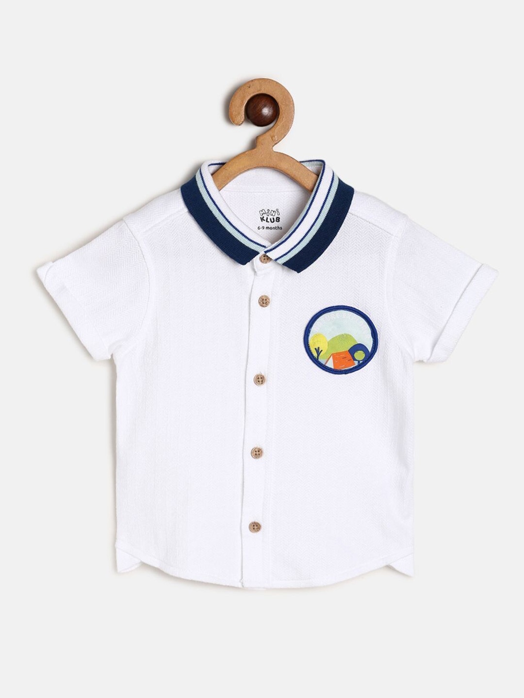 

MINI KLUB Boys Applique Detailed Casual Pure Cotton Shirt, White