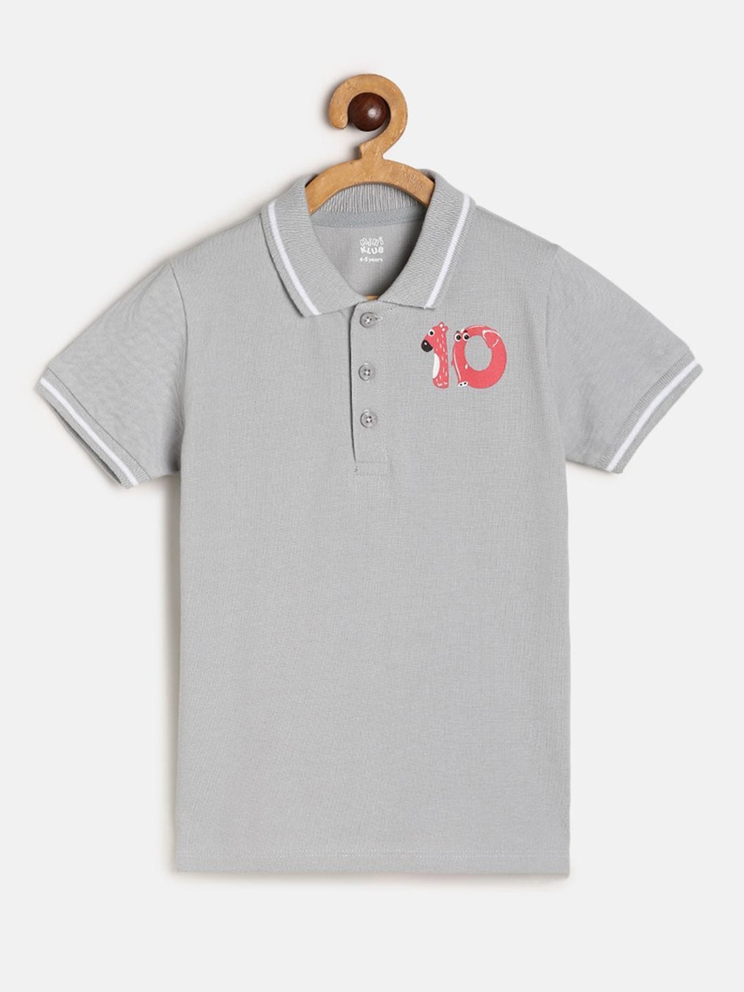 

MINI KLUB Boys Polo Collar Cotton T-shirt, Grey