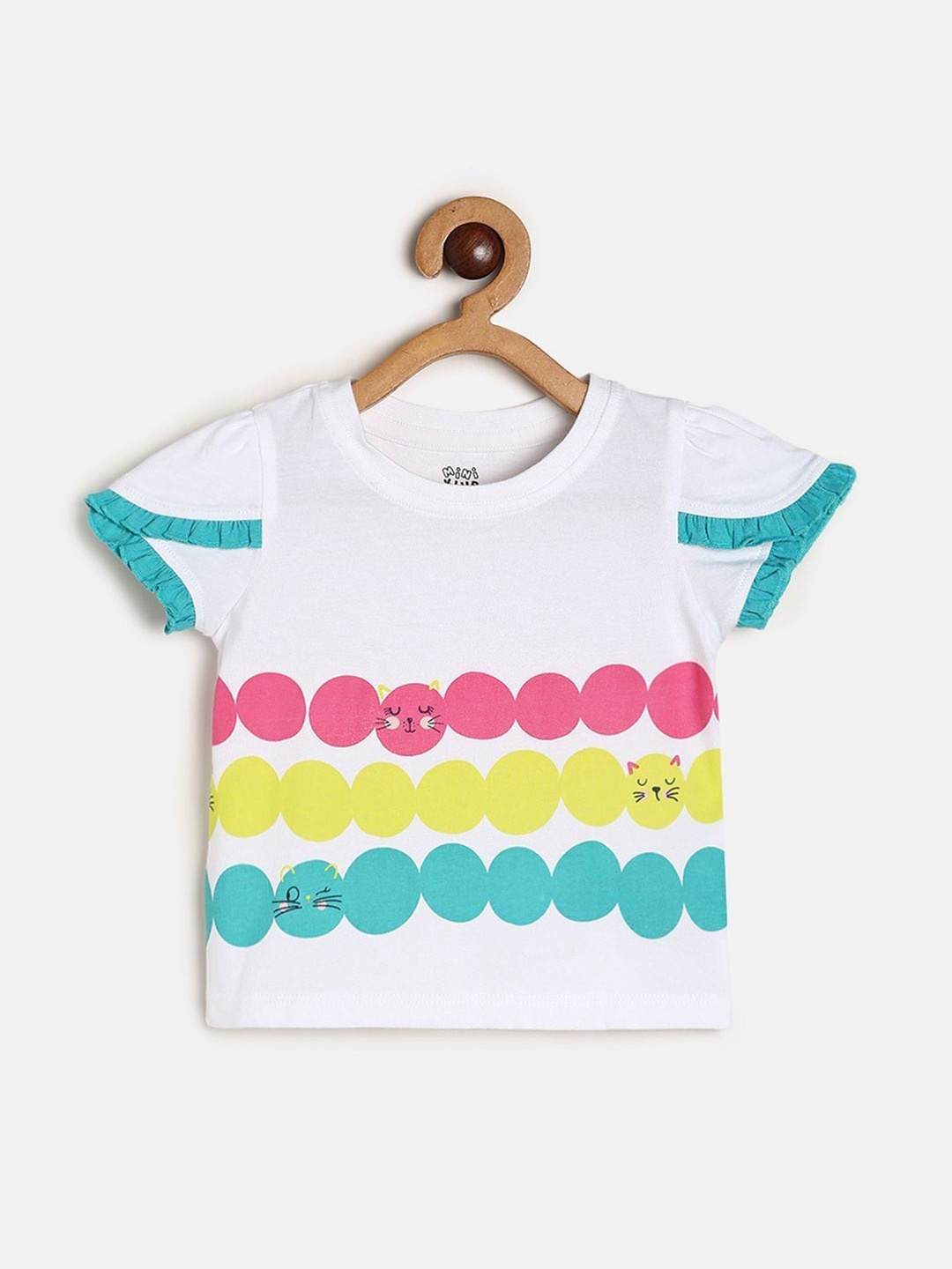 

MINI KLUB Girls Geometric Printed Cotton Top, White