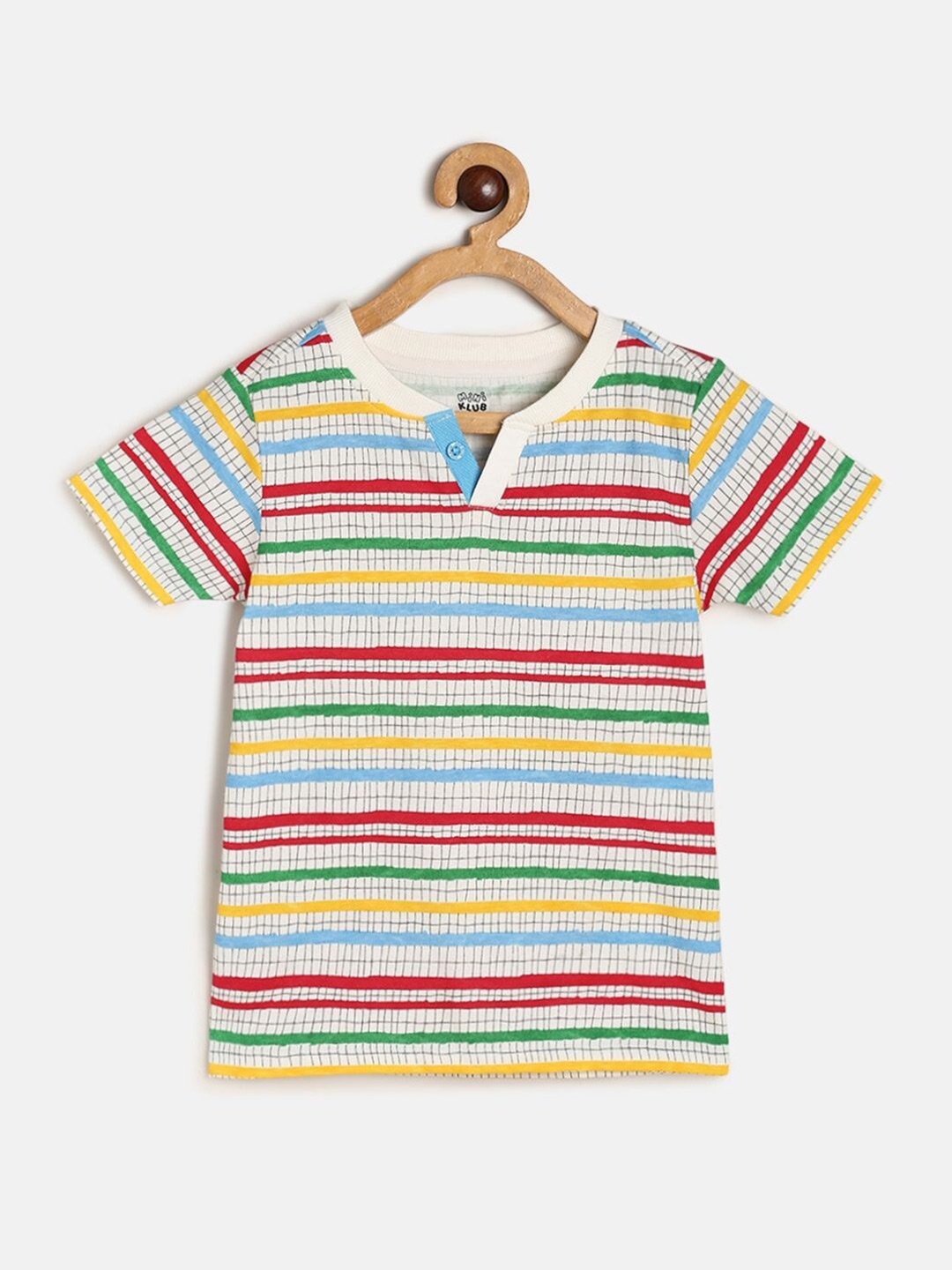 

MINI KLUB Boys Striped Henley Neck T-shirt, Yellow