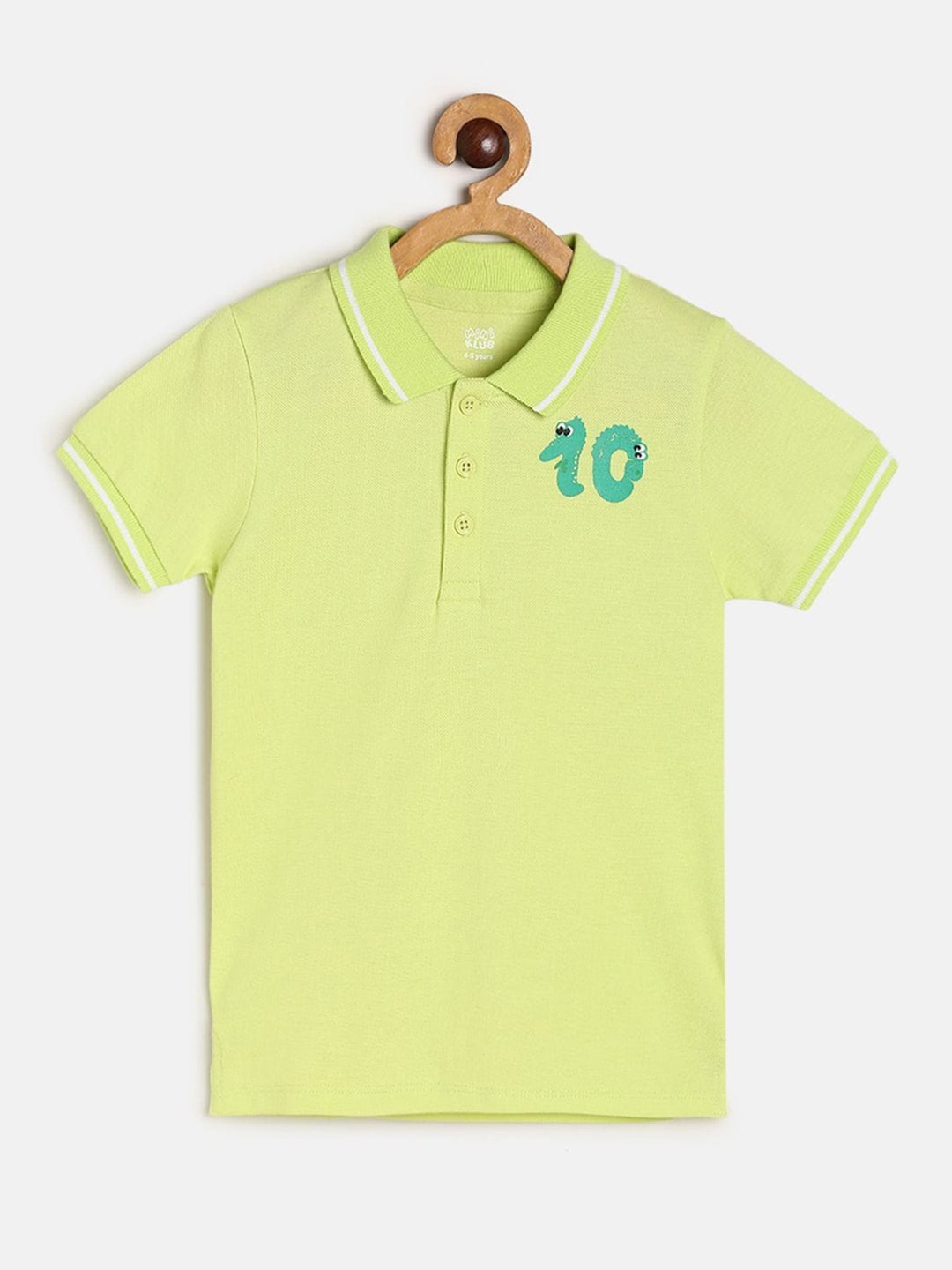 

MINI KLUB Boys Polo Collar Pure Cotton T-shirt, Lime green
