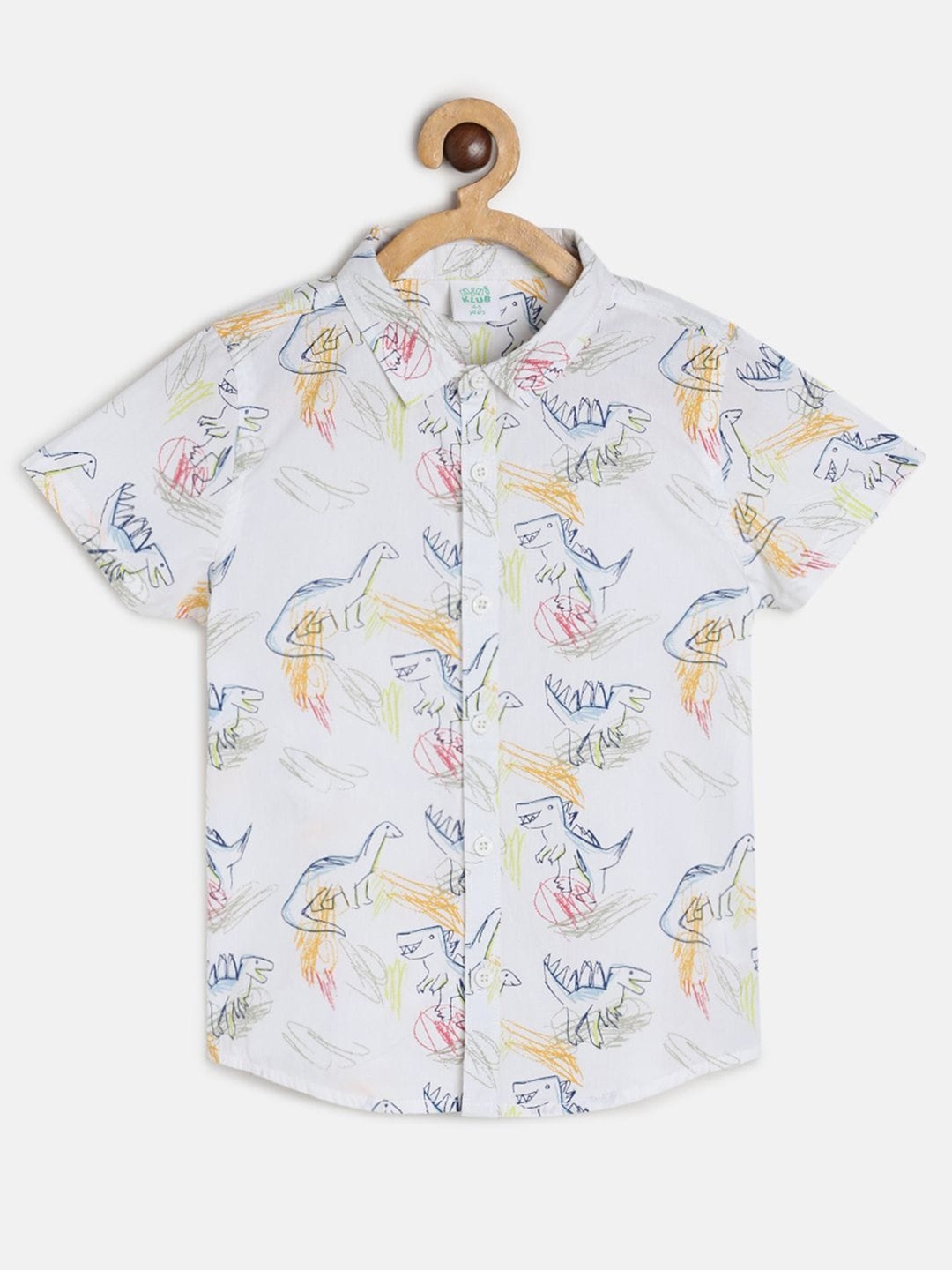 

MINI KLUB Boys Conversational Printed Pure Cotton Casual Shirt, White