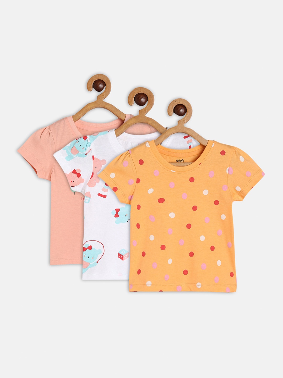 

MINI KLUB Pack of 3 Graphic Print Top, Peach