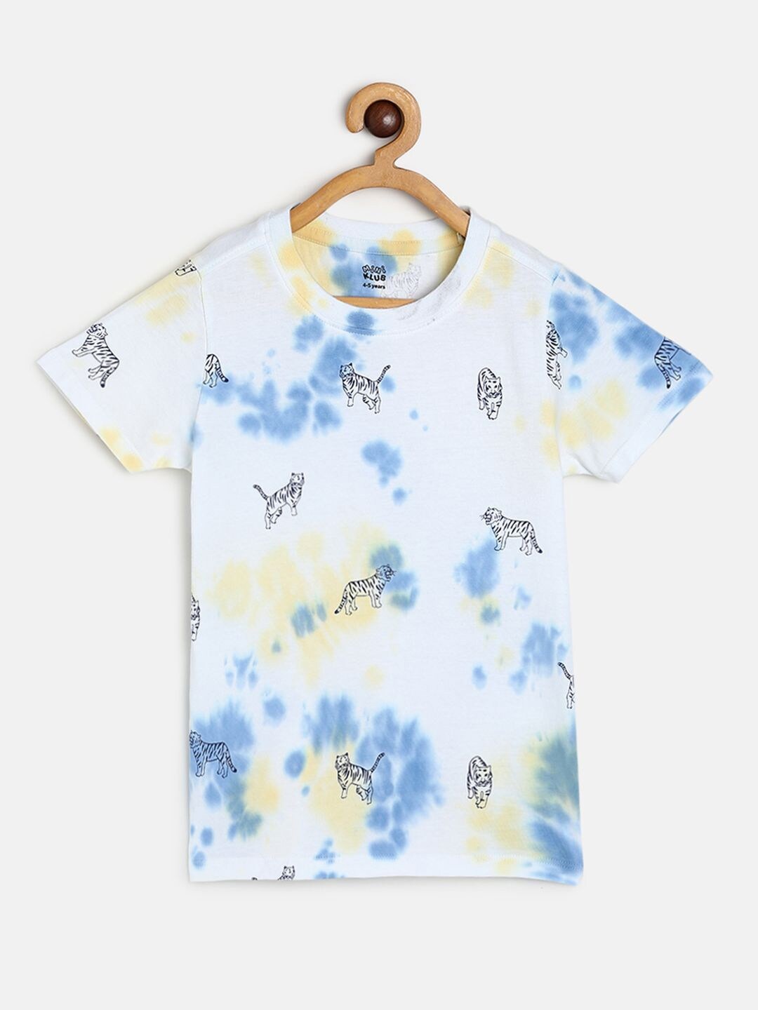 

MINI KLUB Boys Round Neck Tie and dye Cotton T-shirt, White