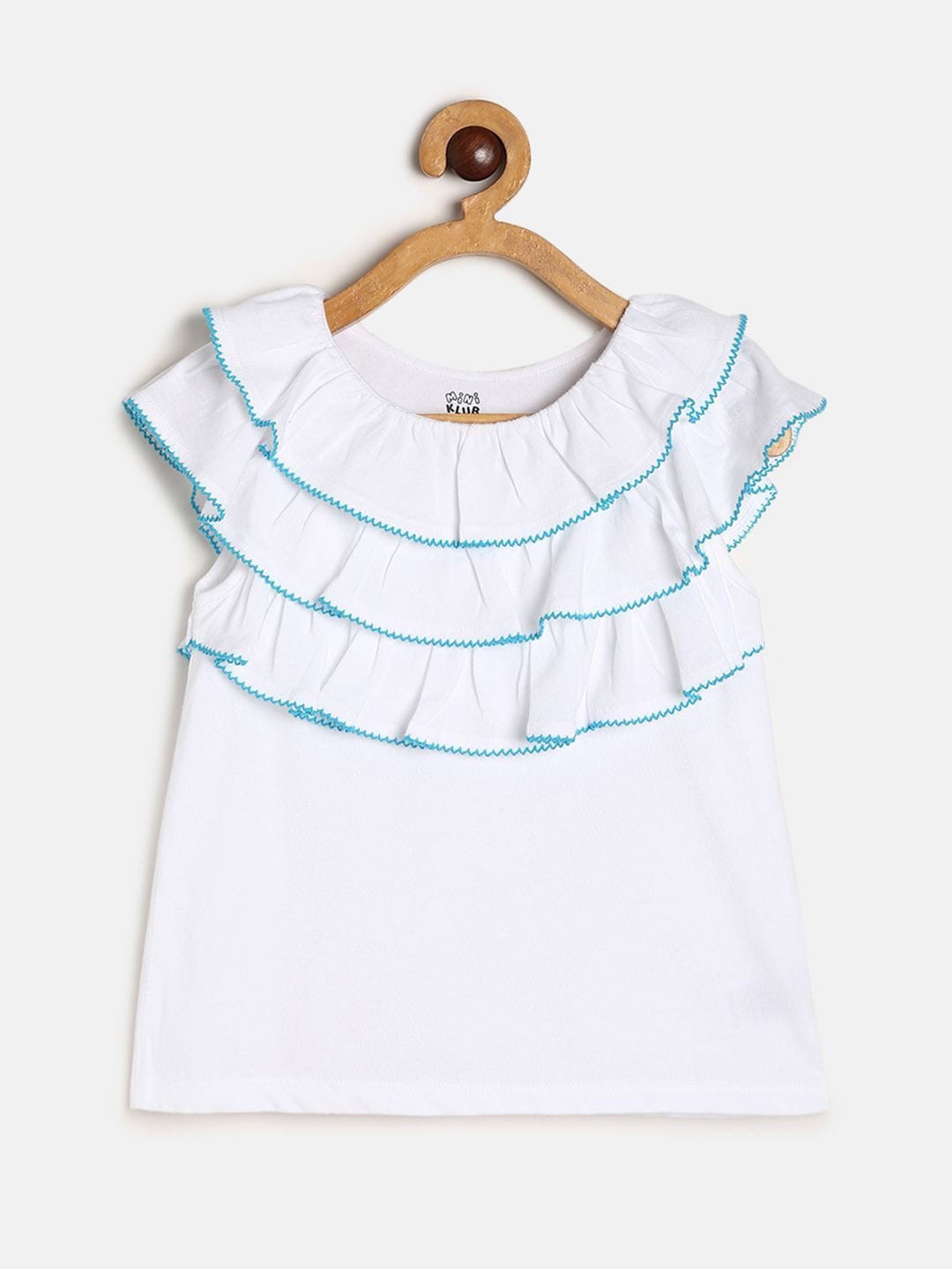 

MINI KLUB Girls Round Neck Regular Top, White