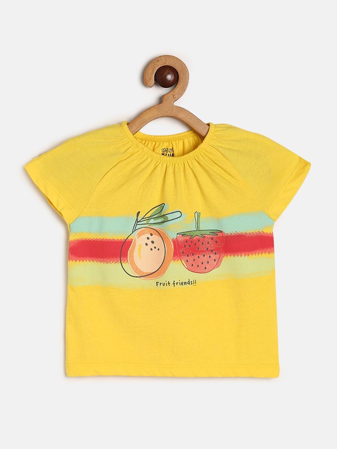 

MINI KLUB Infants Girls Graphic Printed Round Neck Cotton Top, Yellow