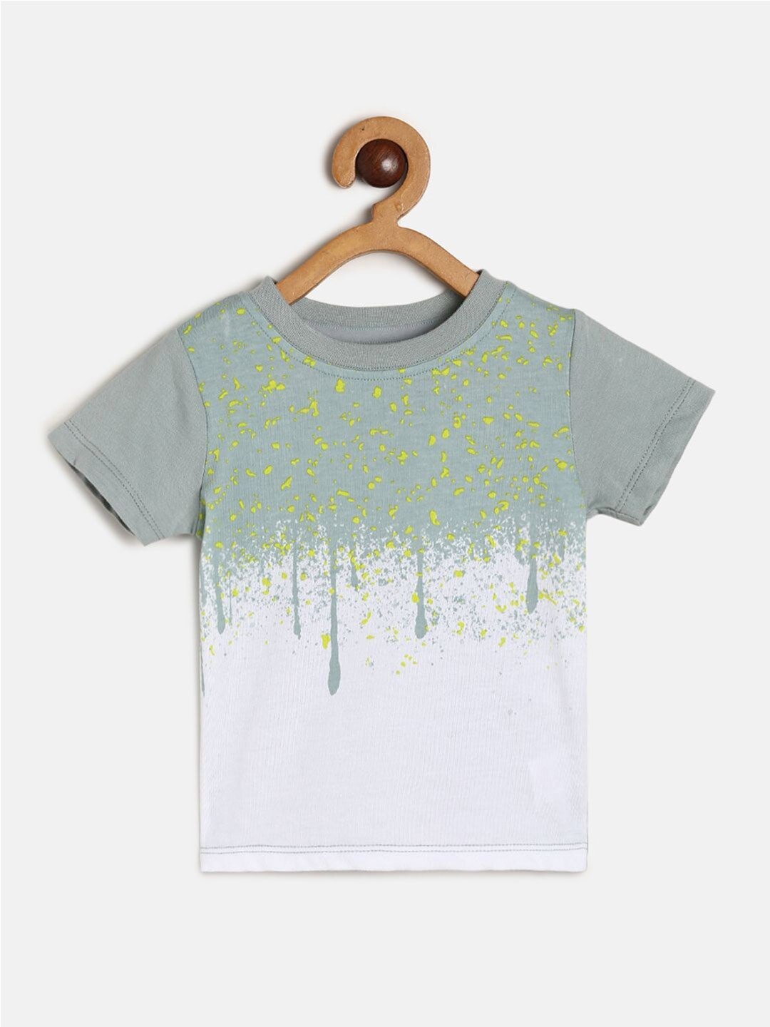 

MINI KLUB Boys Printed Pure Cotton T-shirt, Grey