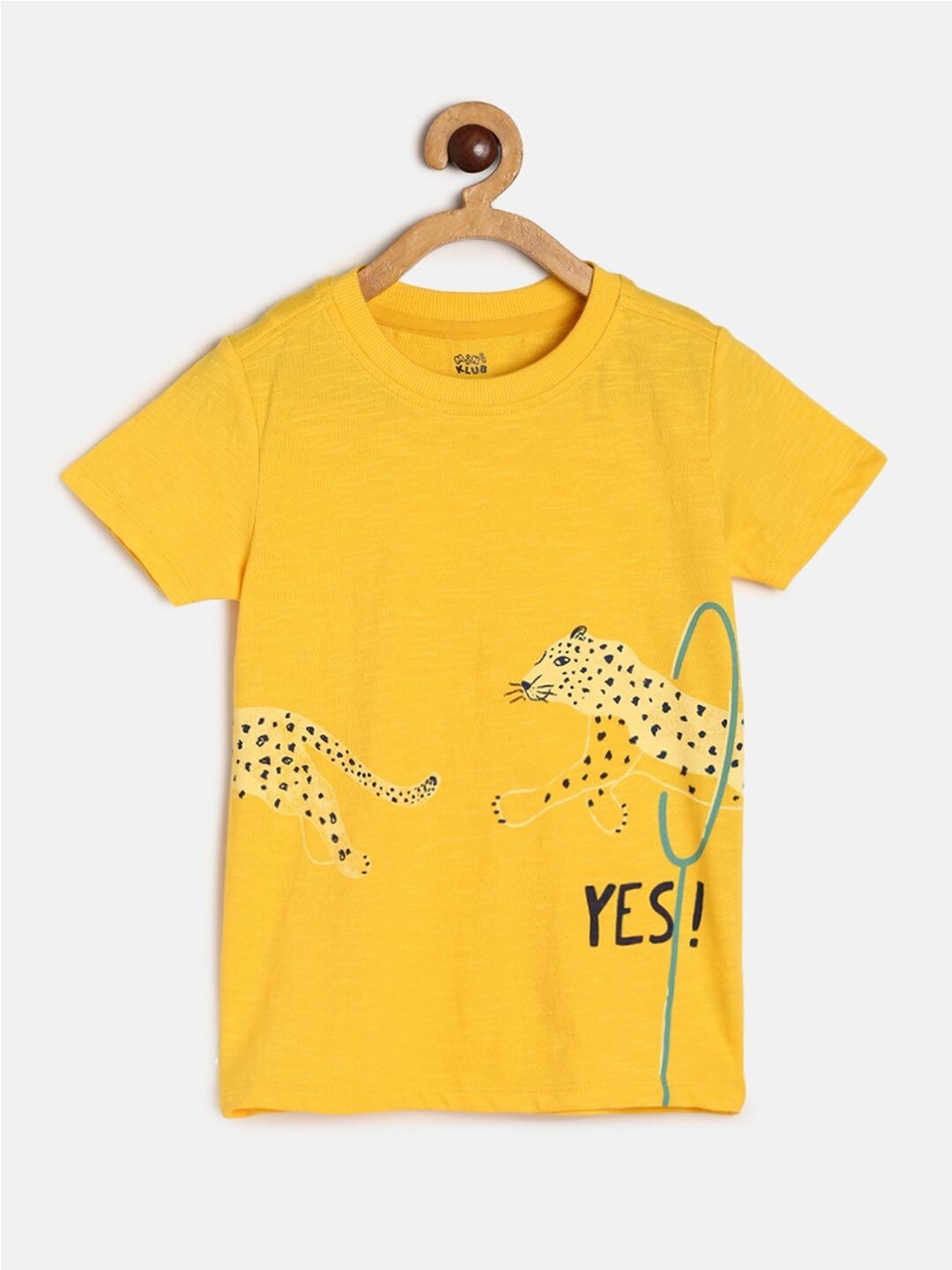 

MINI KLUB Boys Printed Pure Cotton T-shirt, Yellow