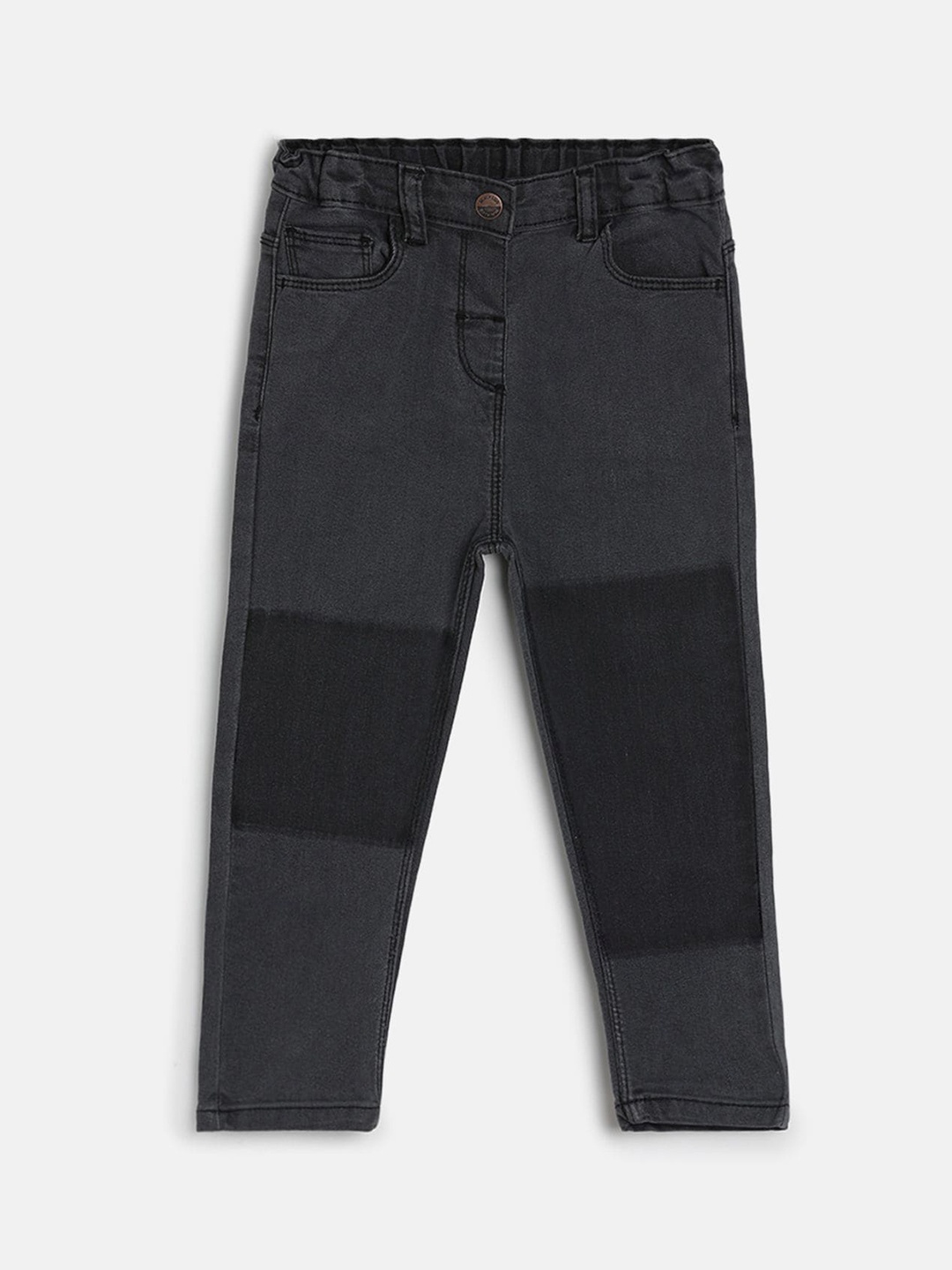 

MINI KLUB Girls Colourblocked Stretchable Jeans, Grey