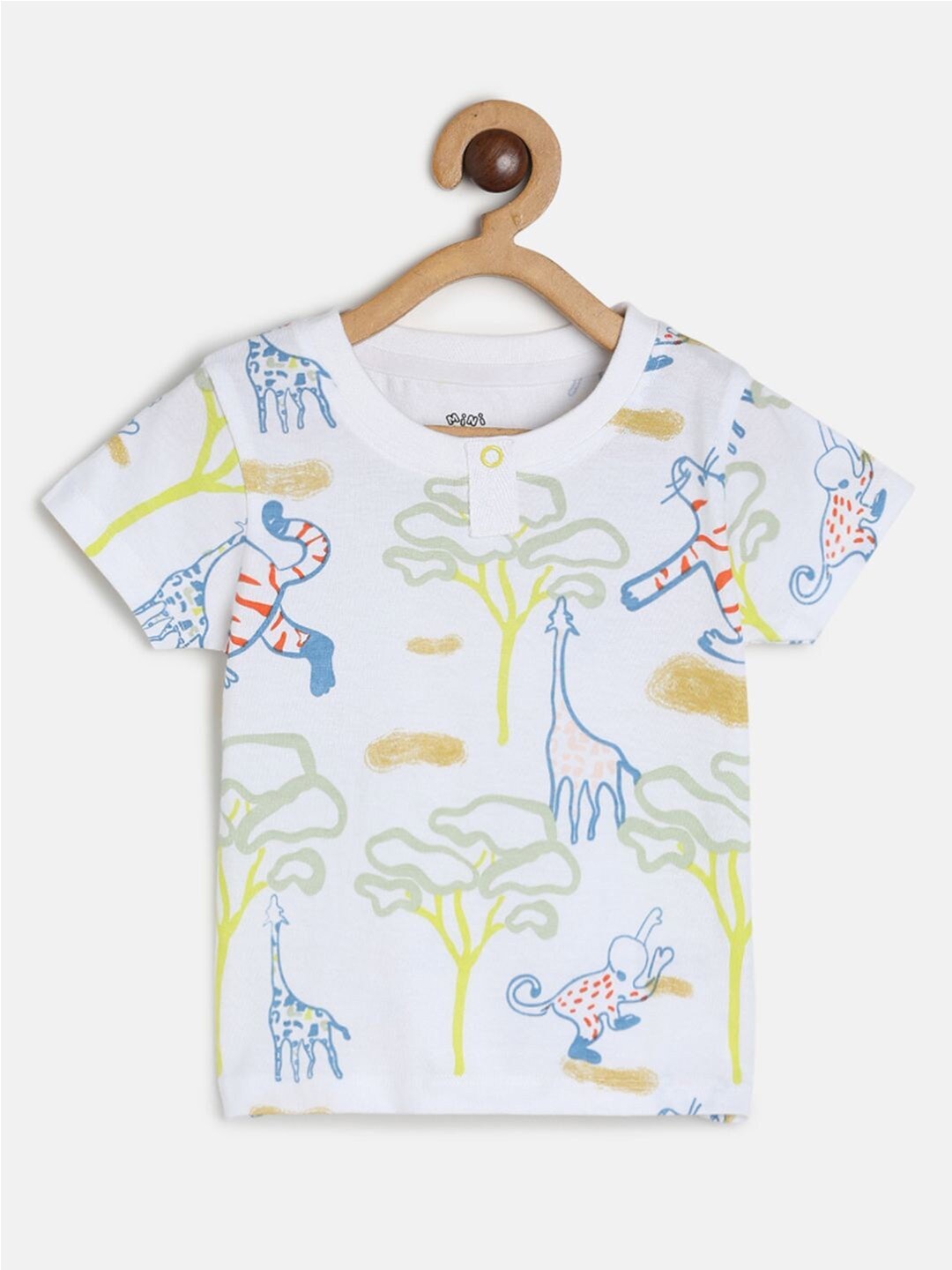 

MINI KLUB Boys White & Blue Printed Pure Cotton T-shirt