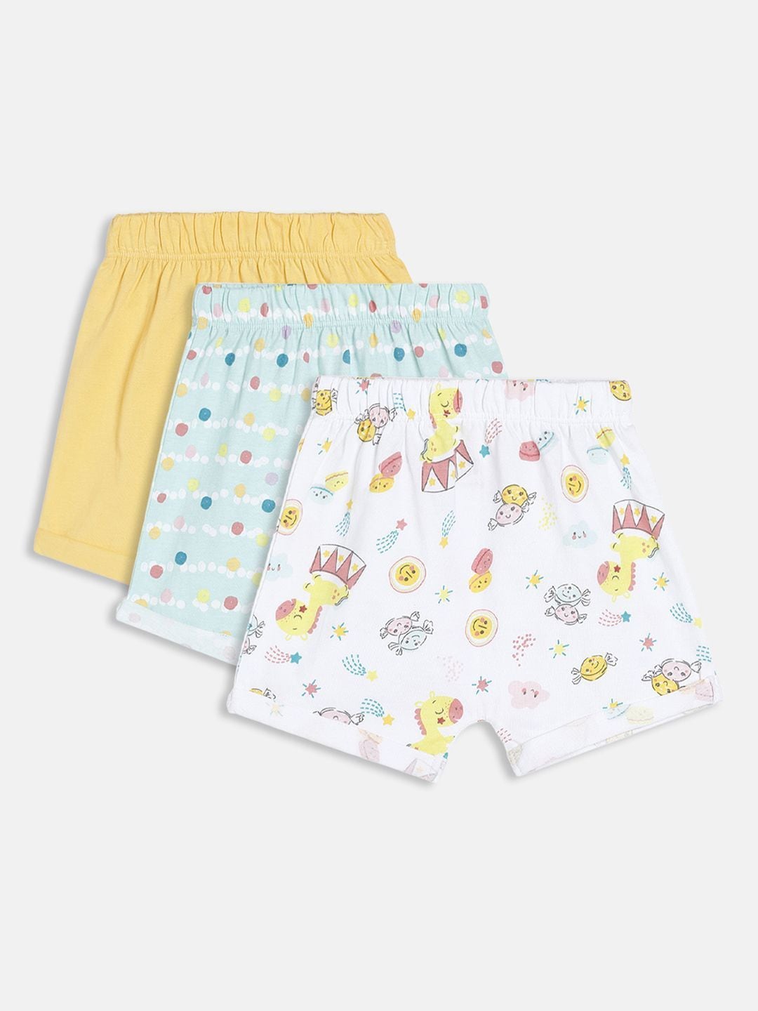 

MINI KLUB Girls Pack Of 3 Printed Cotton Shorts, White