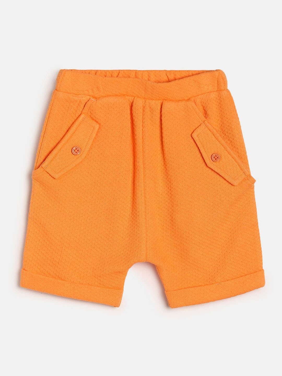 

MINI KLUB Boys Self Design Mid Rise Pure Cotton Regular Shorts, Orange