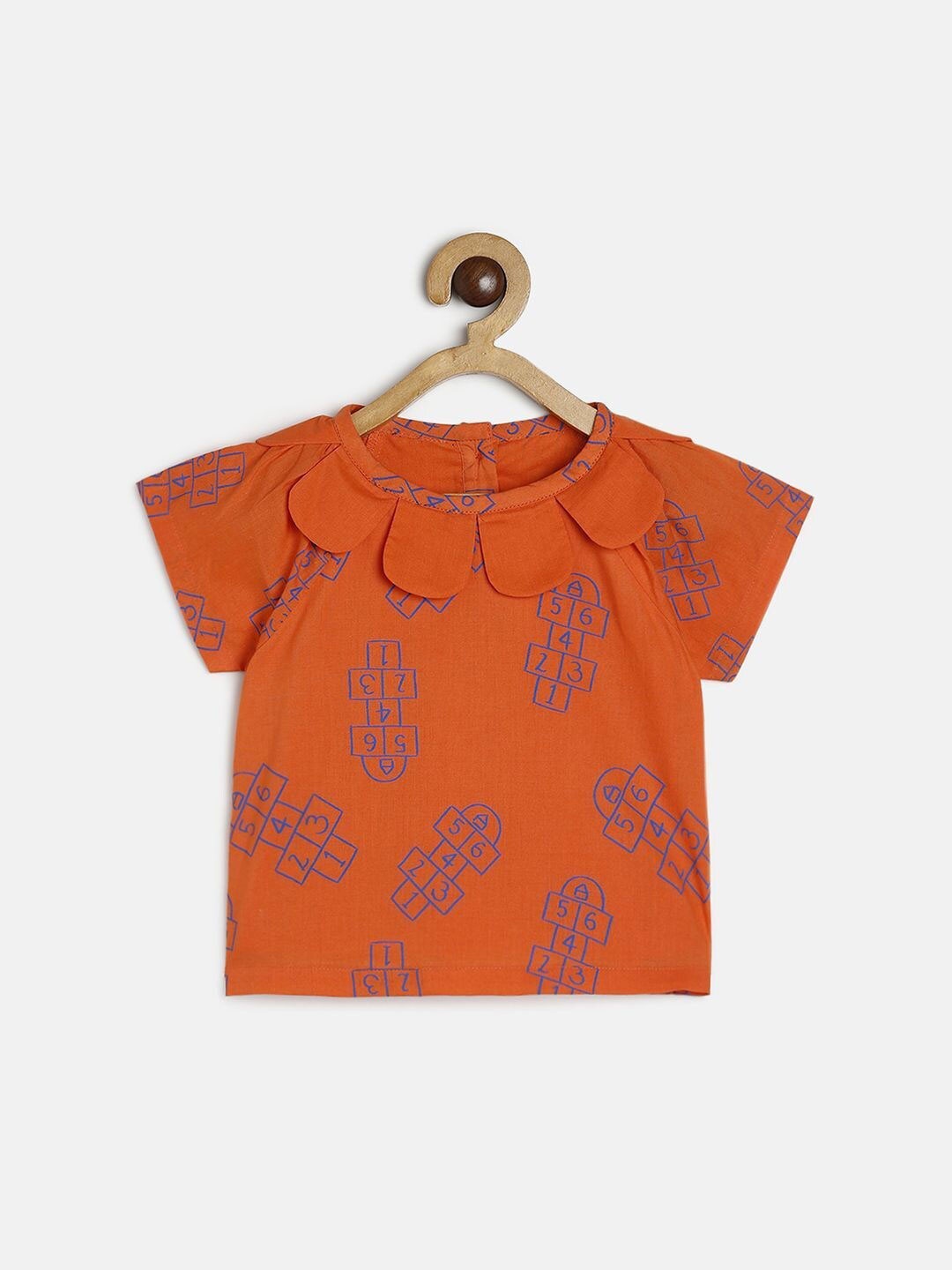 

MINI KLUB Girls Cut-Out Print Cotton Top, Orange