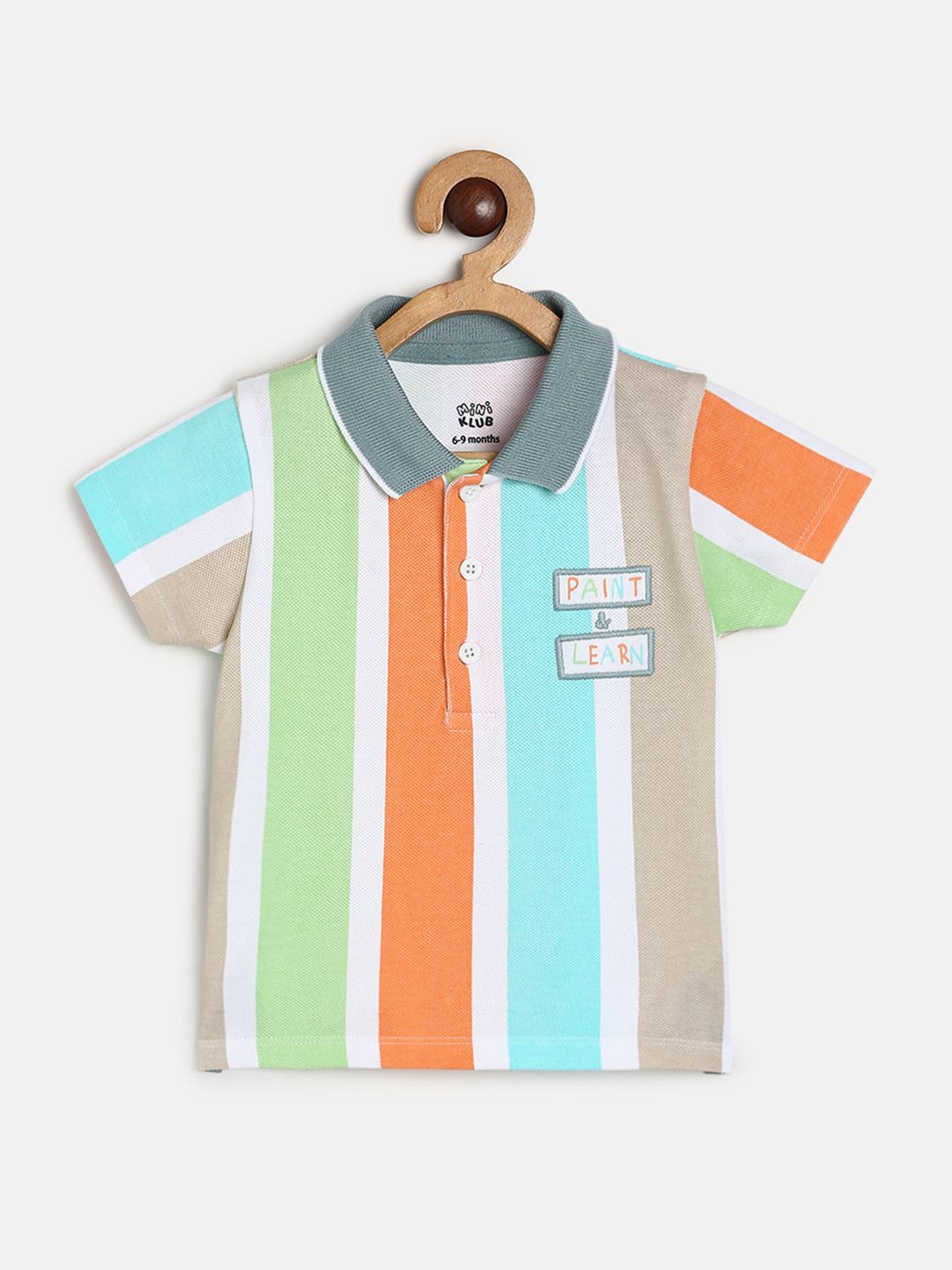 

MINI KLUB Boys White Striped Pure Cotton T-shirt